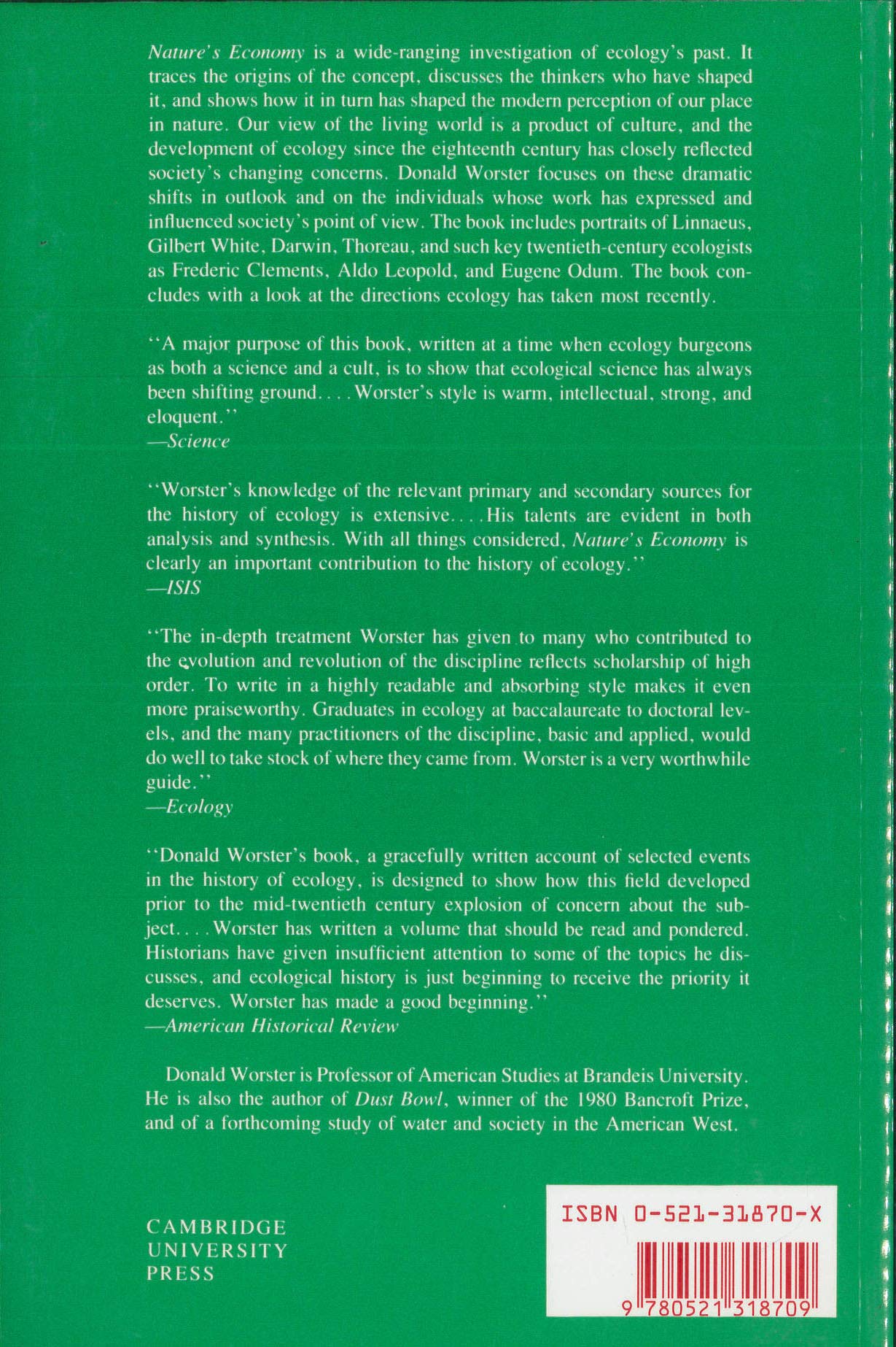 Nature's Economy: A History of Ecological Ideas (Studies in Environment and History),Used