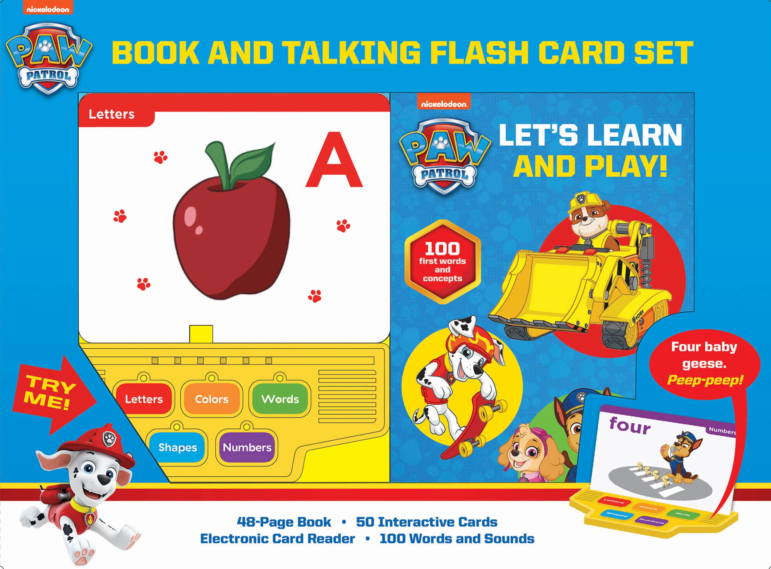 PAW Patrol  Let's Learn and Play! Book and Talking Flash Card Sound Book Set  PI Kids,New