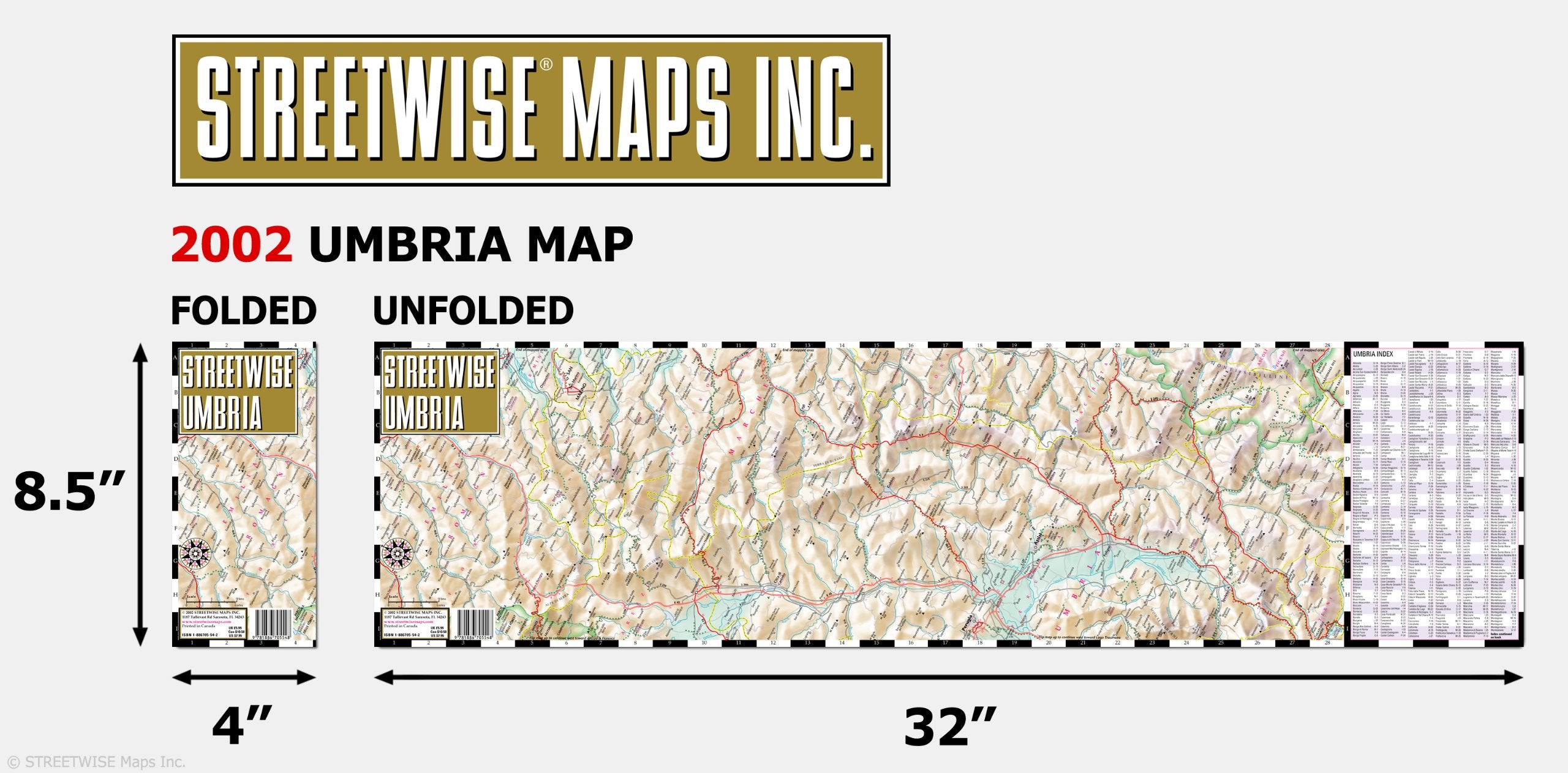 Streetwise Umbria Map Laminated Road Map of Umbria, Italy Folding pocket size travel map,Used