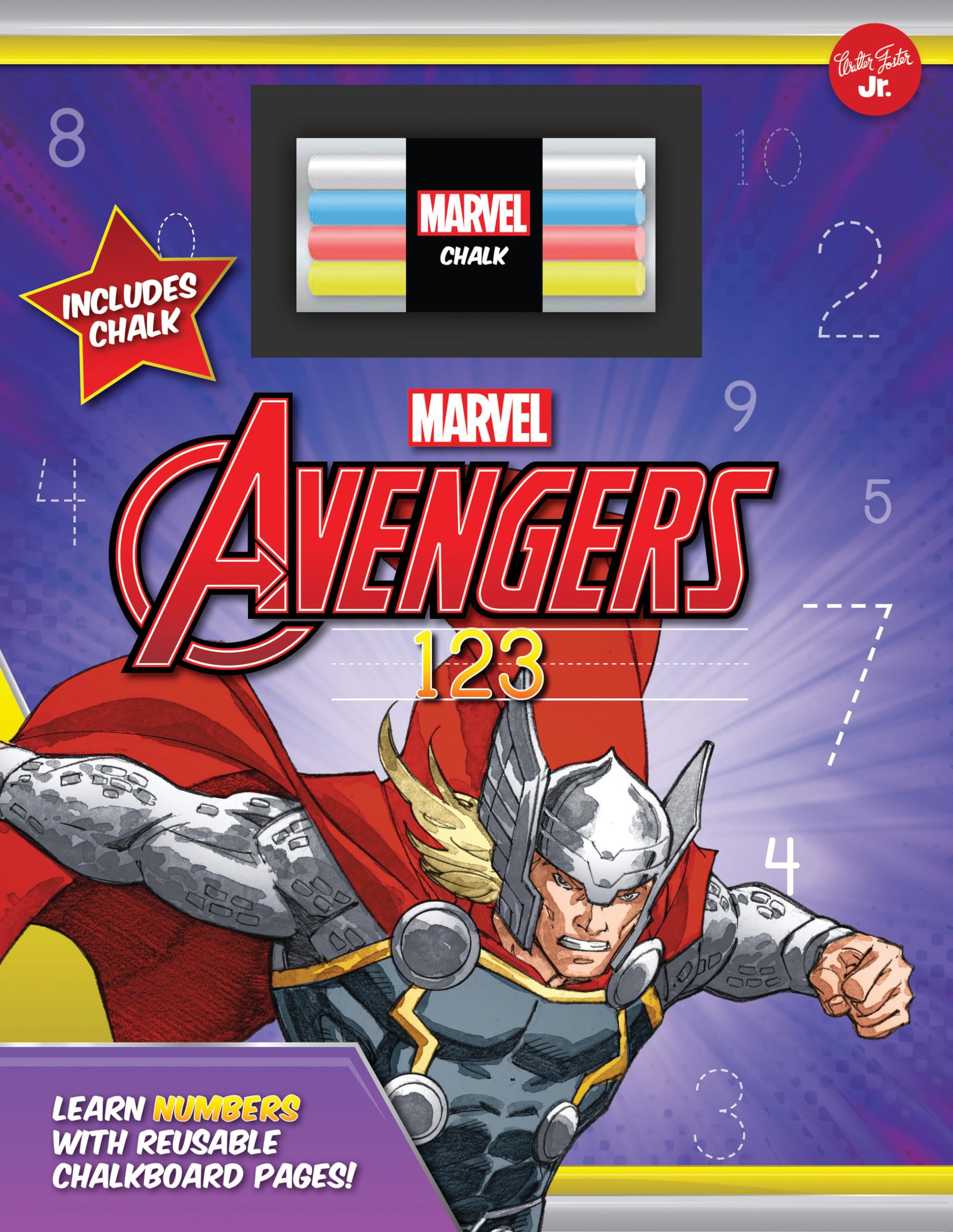 Marvel'S Avengers Chalkboard 123: Learn Numbers With Reusable Chalkboard Pages! (Licensed Chalkboard Concepts)