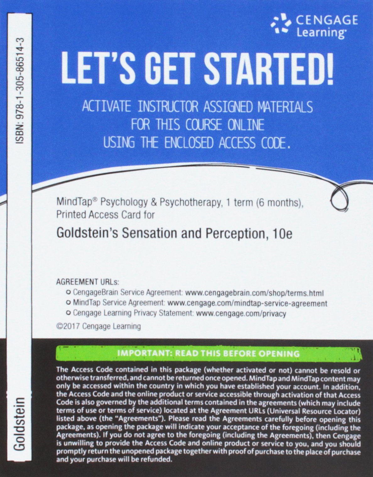 Bundle: Sensation and Perception, Looseleaf Version, 10th + MindTap Psychology, 1 term (6 months) Printed Access Card,Used
