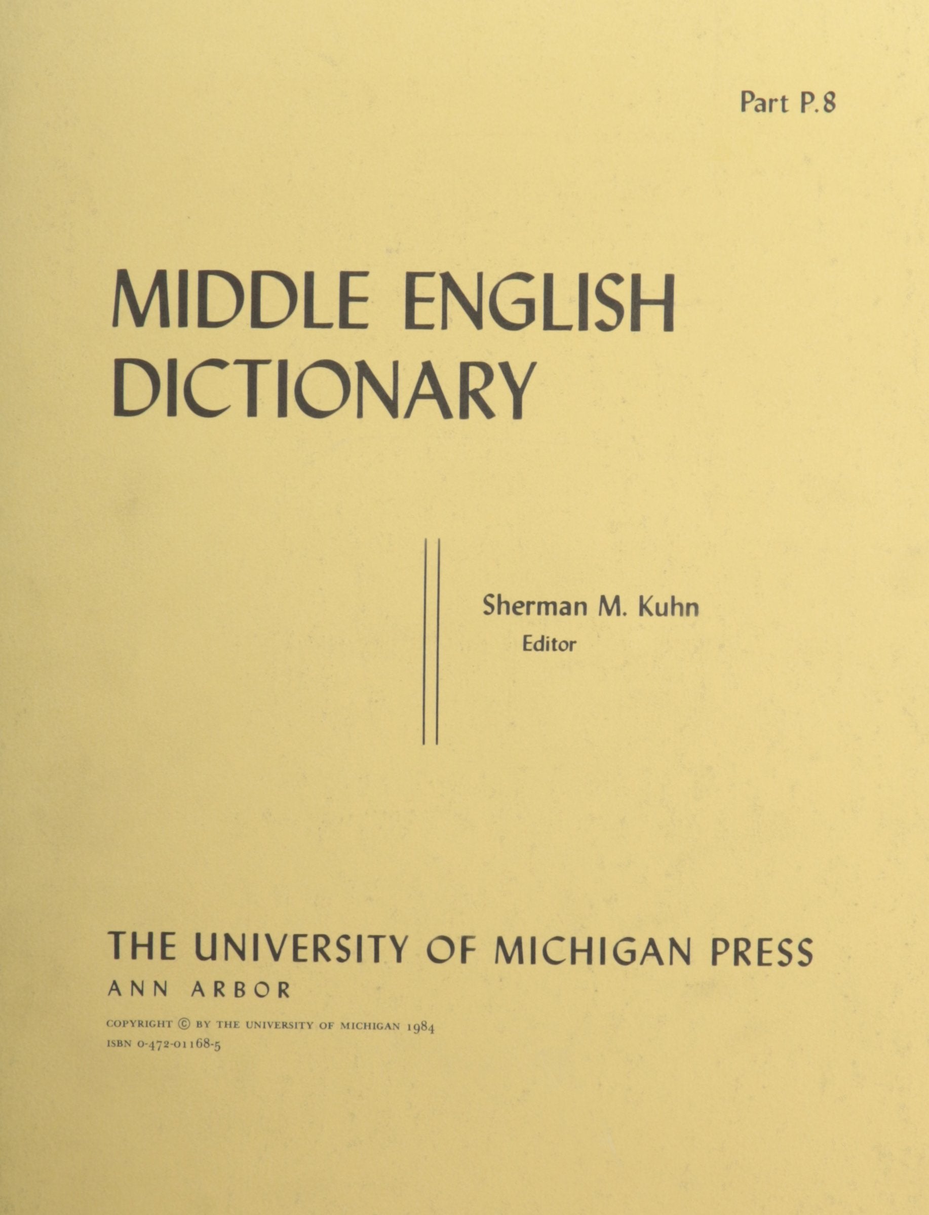 Middle English Dictionary (Volume P.8)