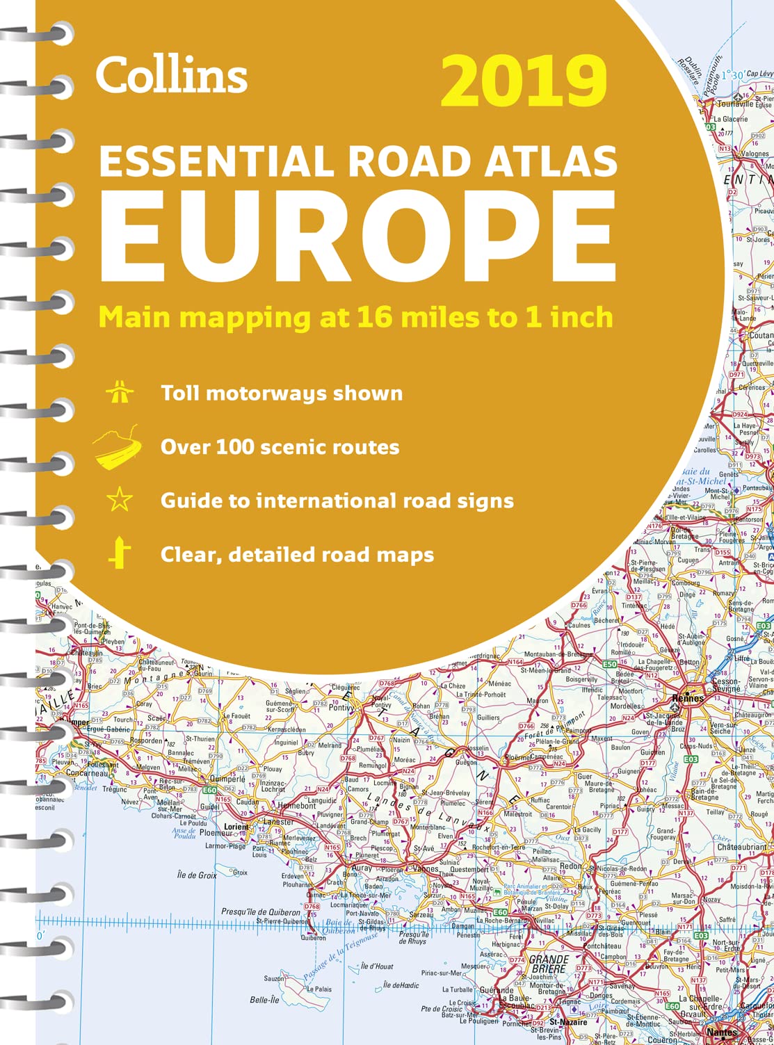 2019 Collins Essential Road Atlas Europe,Used