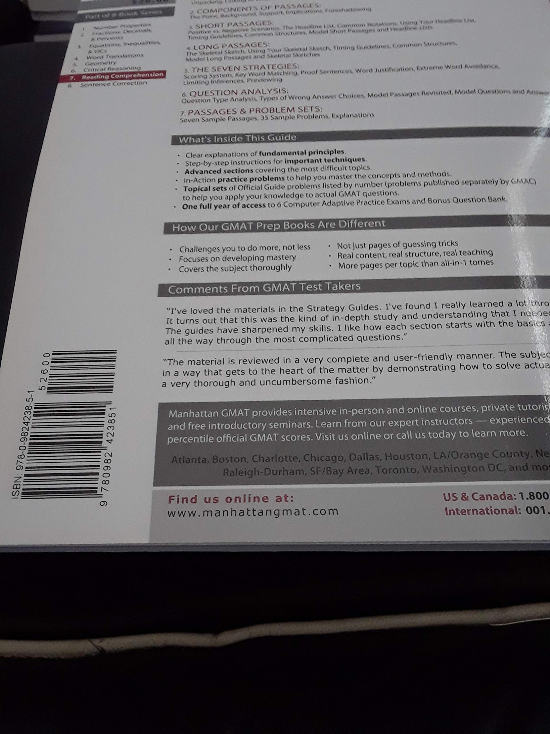 Reading Comprehension Gmat Strategy Guide, 4Th Edition (Manhattan Gmat Guides, No. 7),Used