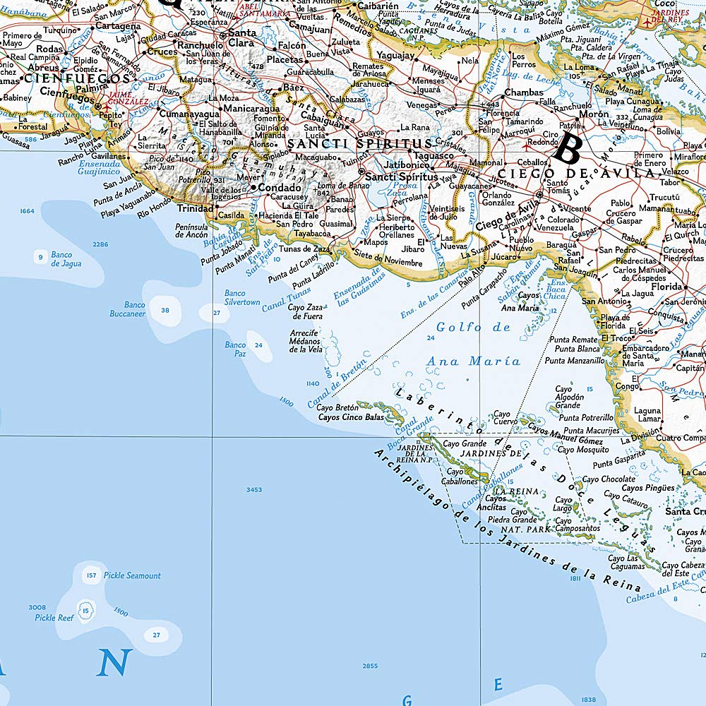 National Geographic Cuba Wall Map Classic (Poster Size: 36 x 24 in) (National Geographic Reference Map),Used