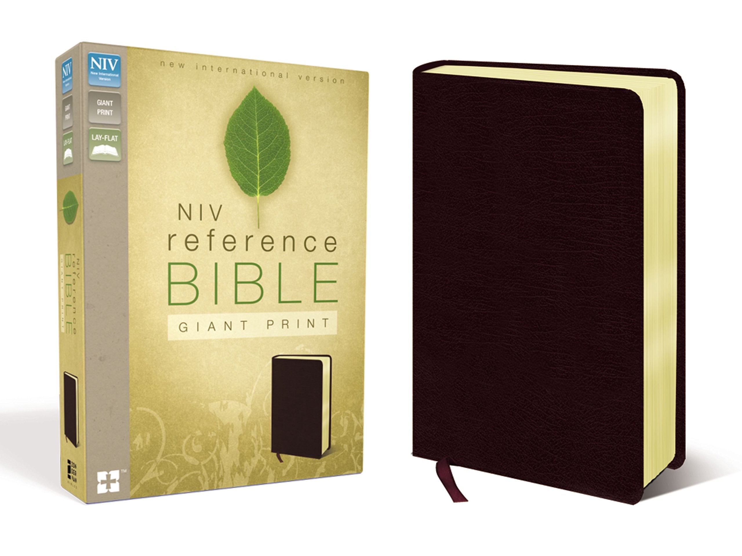 Niv, Reference Bible, Giant Print, Bonded Leather, Burgundy, Red Letter Edition,Used