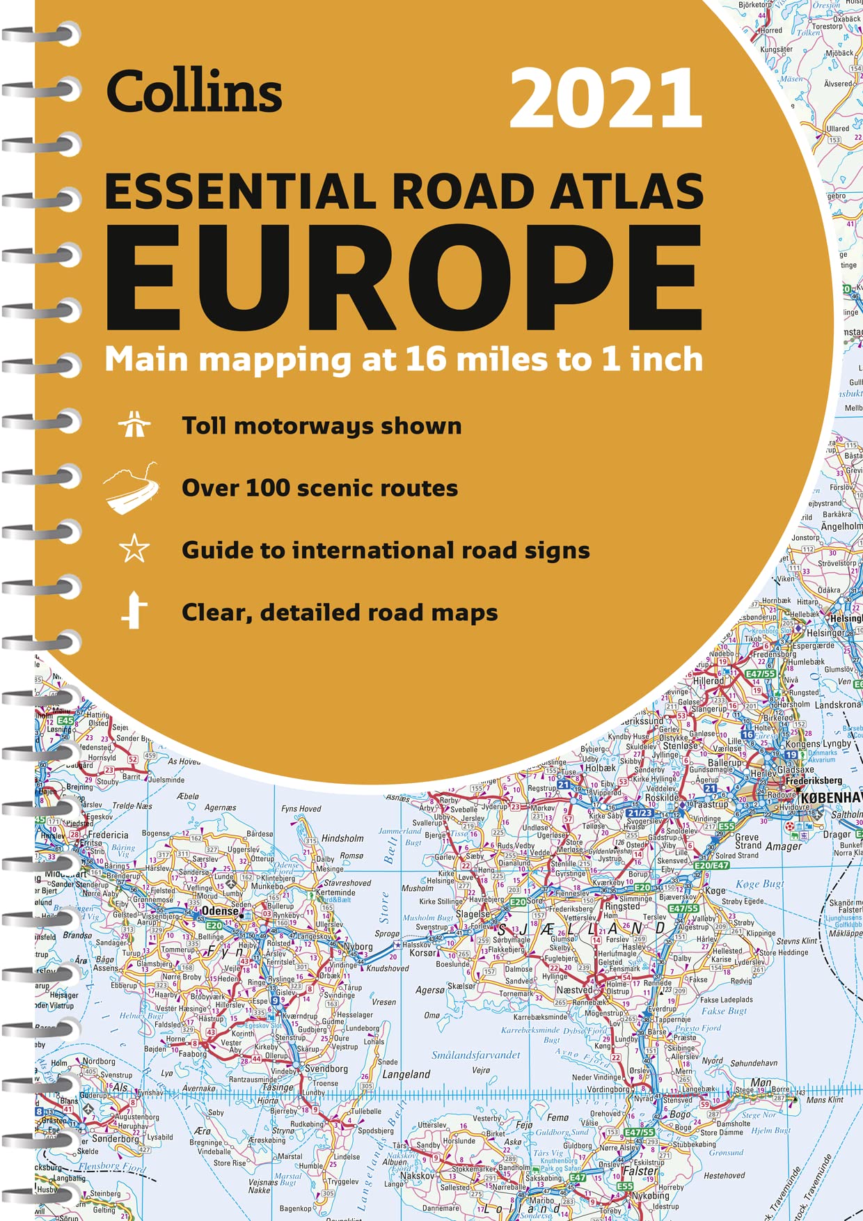 2021 Collins Essential Road Atlas Europe,Used