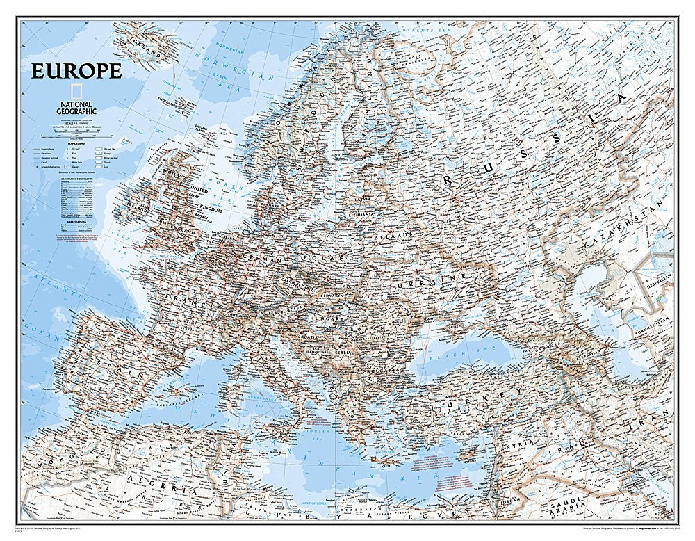 National Geographic: Europe Classic Enlarged Wall Map (46 X 35.75 Inches) (National Geographic Reference Map),New