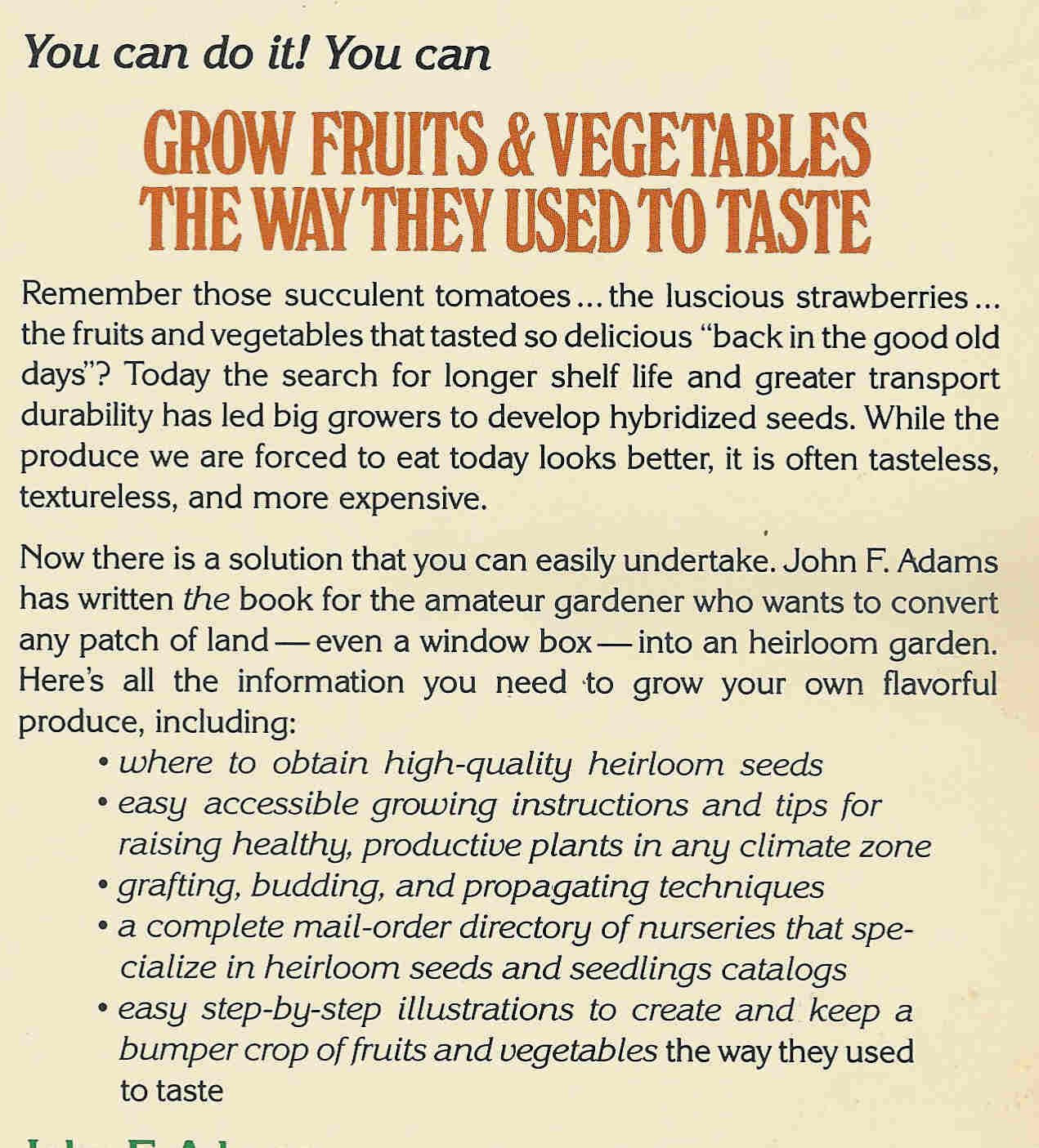 Grow Fruits and Vegetables the Way They Used to Taste,Used