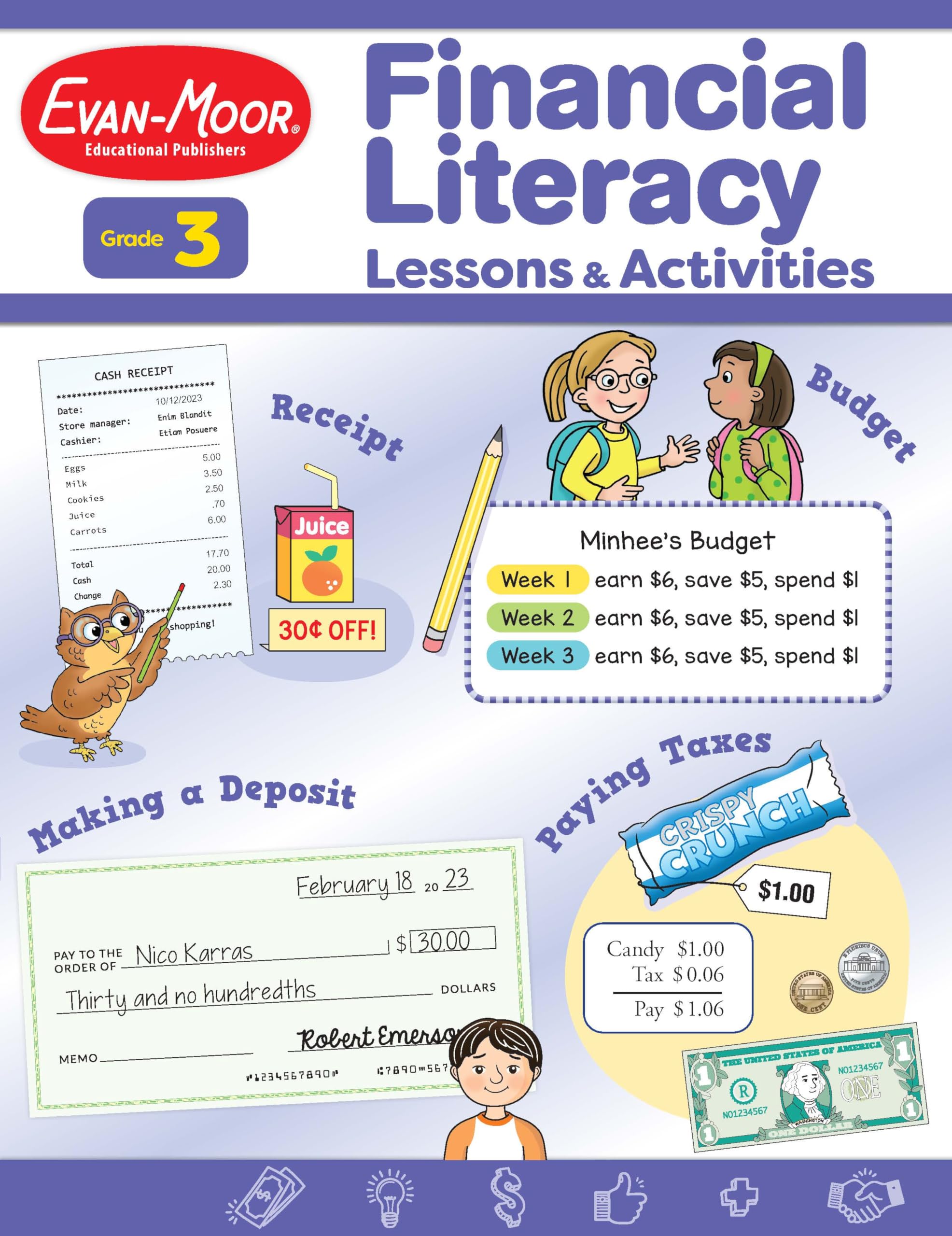 Evanmoor Financial Literacy Lessons And Activities, Grade 3, Homeschool And Classroom Resource Workbook, Learn About Money, Ear,Used