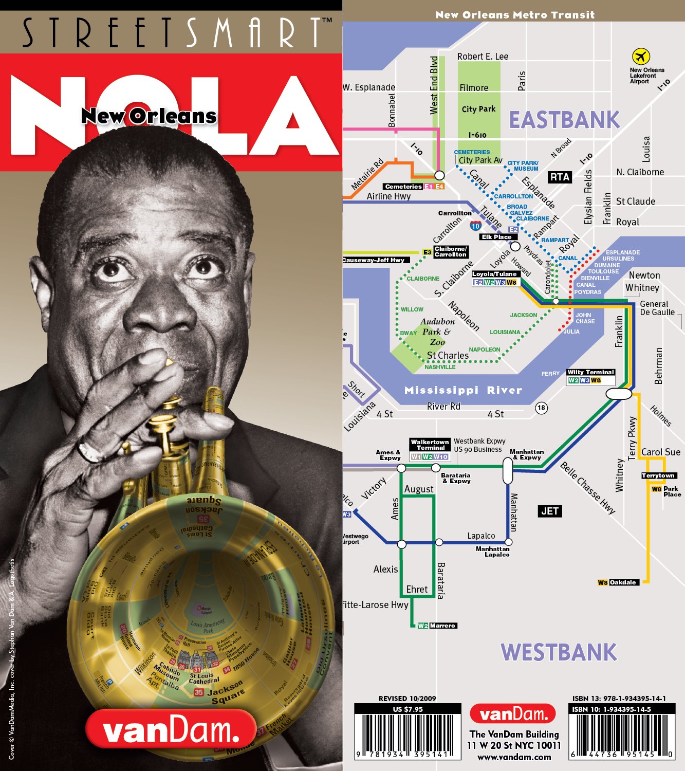 StreetSmart New Orleans by VanDam Laminated pocket size City Street & Freeway Map to New Orleans, LA complete with all attract,Used
