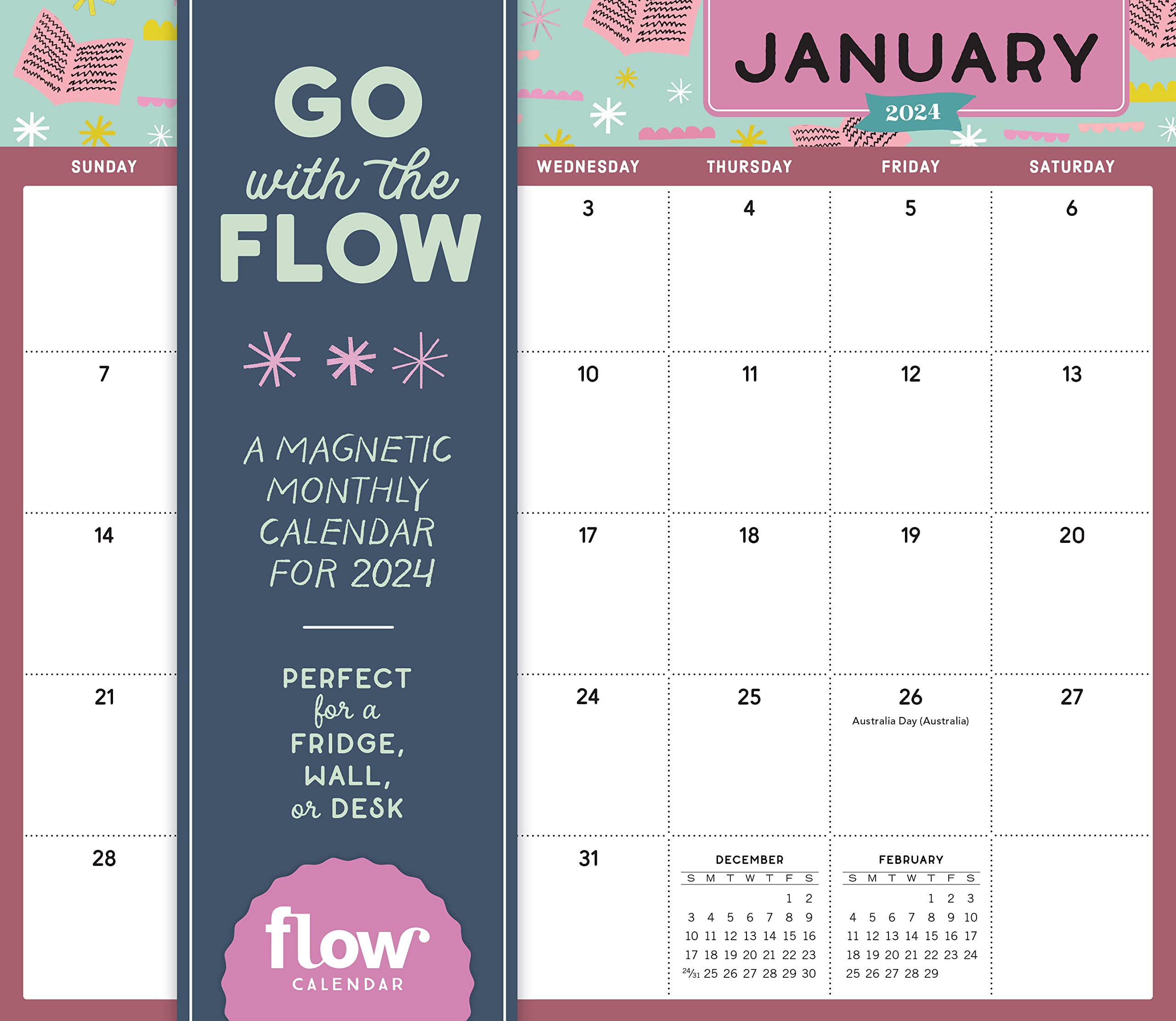 Go With The Flow: A Magnetic Monthly Calendar 2024: A Magnetic Monthly Calendar For 2024