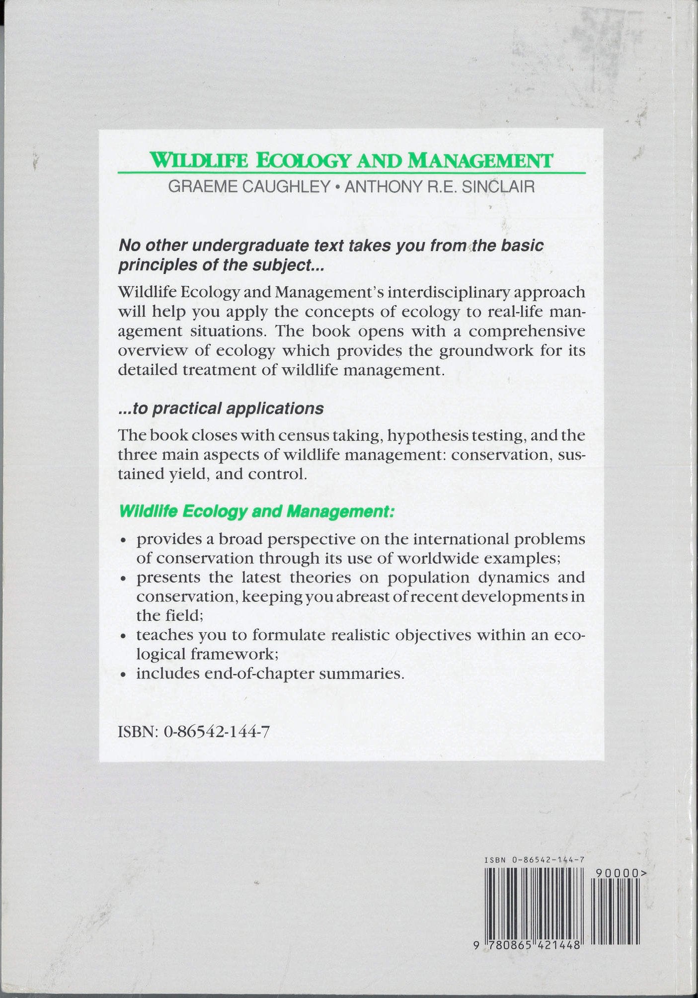 Wildlife Ecology and Management,Used
