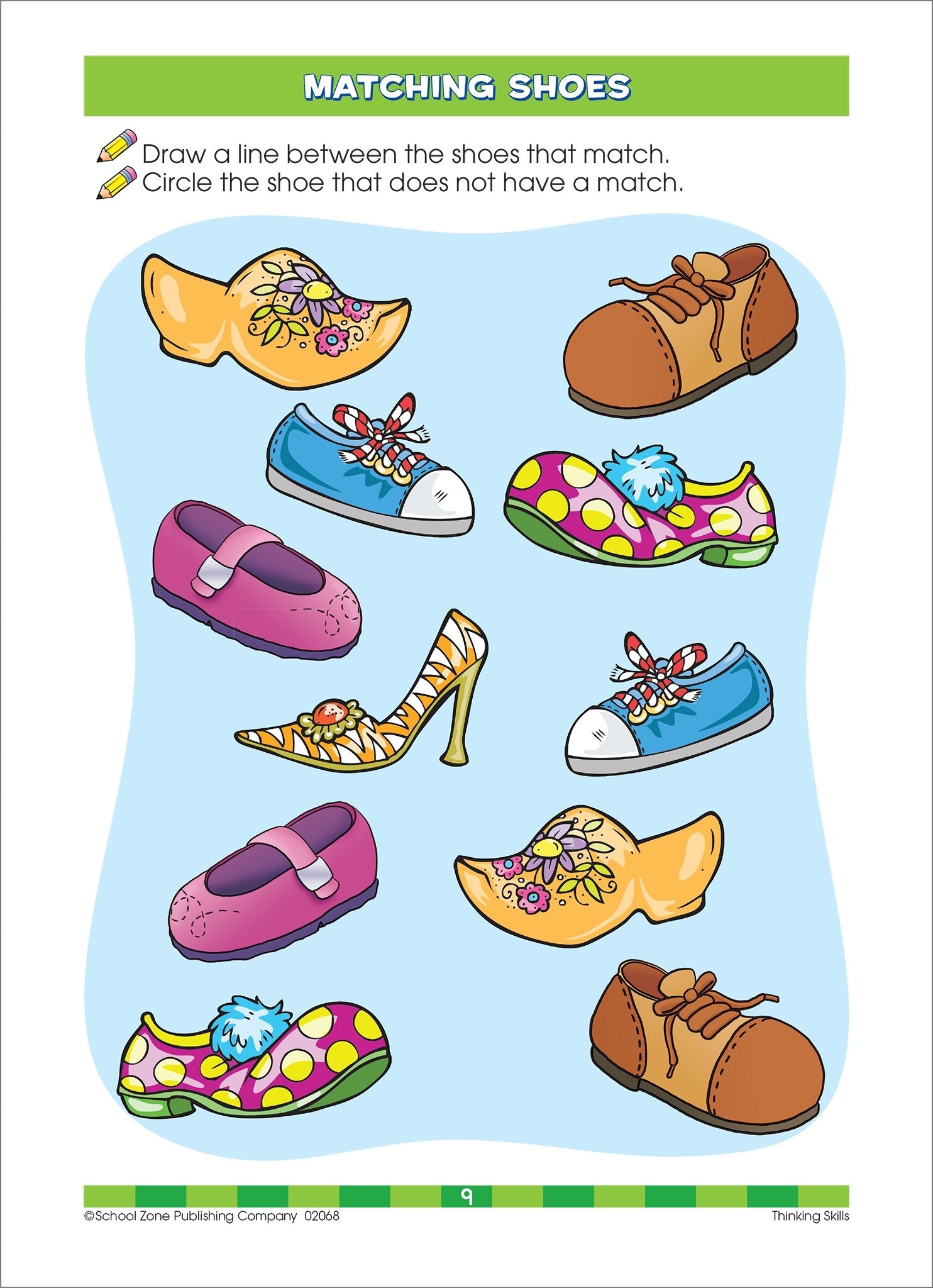 School Zone Thinking Skills Workbook 32 Pages, Ages 3 To 5, Preschool, Kindergarten, Observation, Problemsolving, Picture P,Used