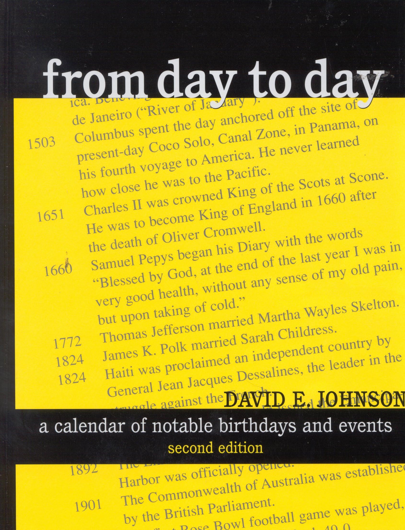 From Day To Day: A Calendar Of Notable Birthdays And Events,Used