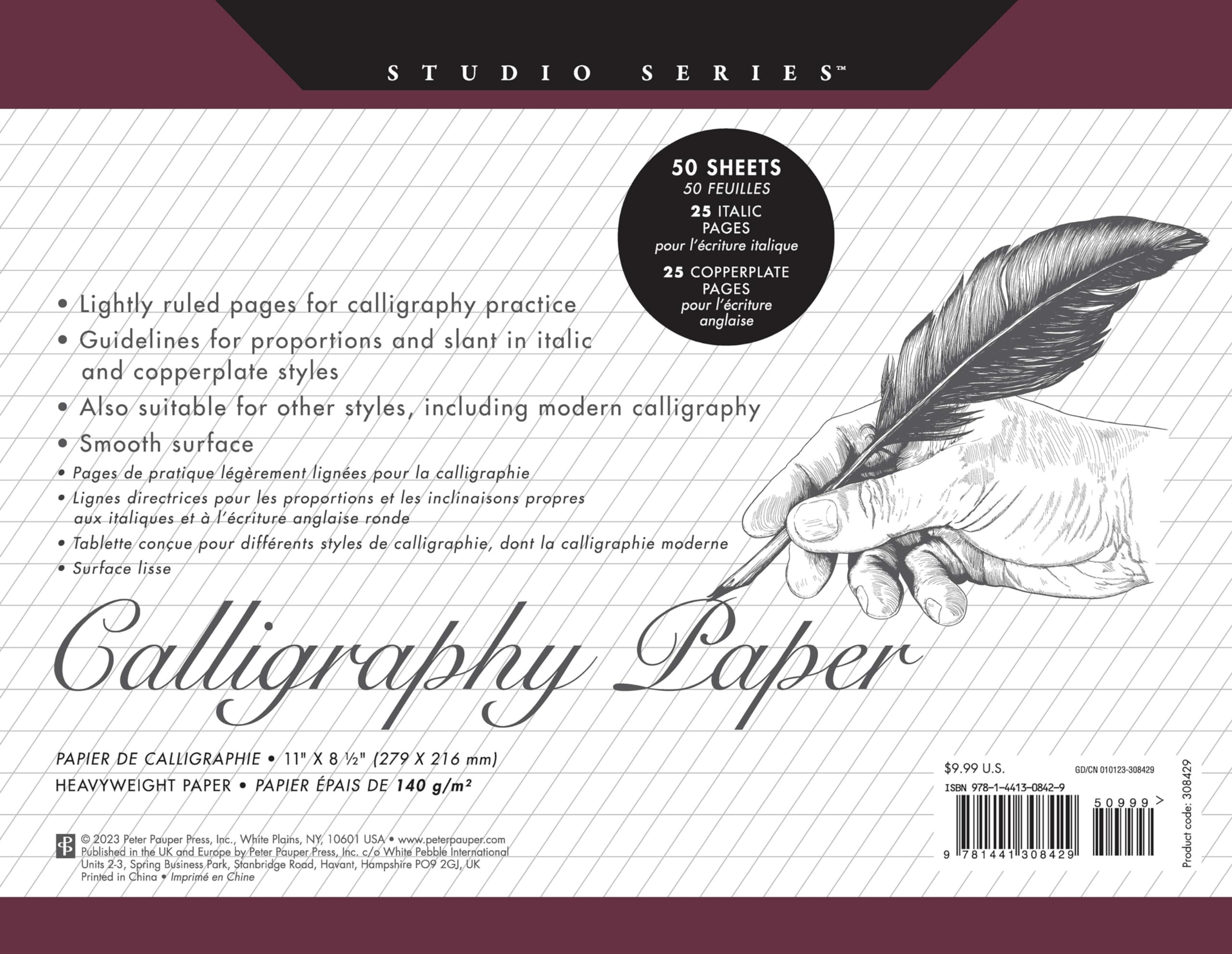 Studio Series Calligraphy Paper Pad: 50 Sheets,New