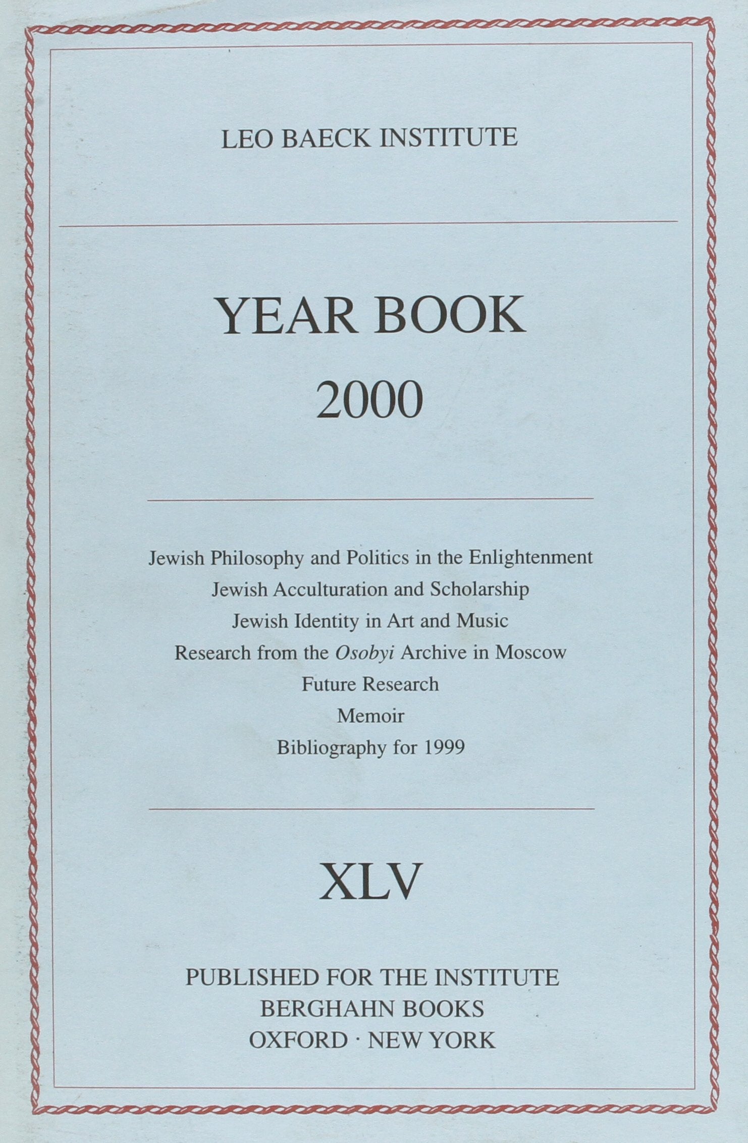 Leo Baeck Institute Yearbook 2000 (45),Used