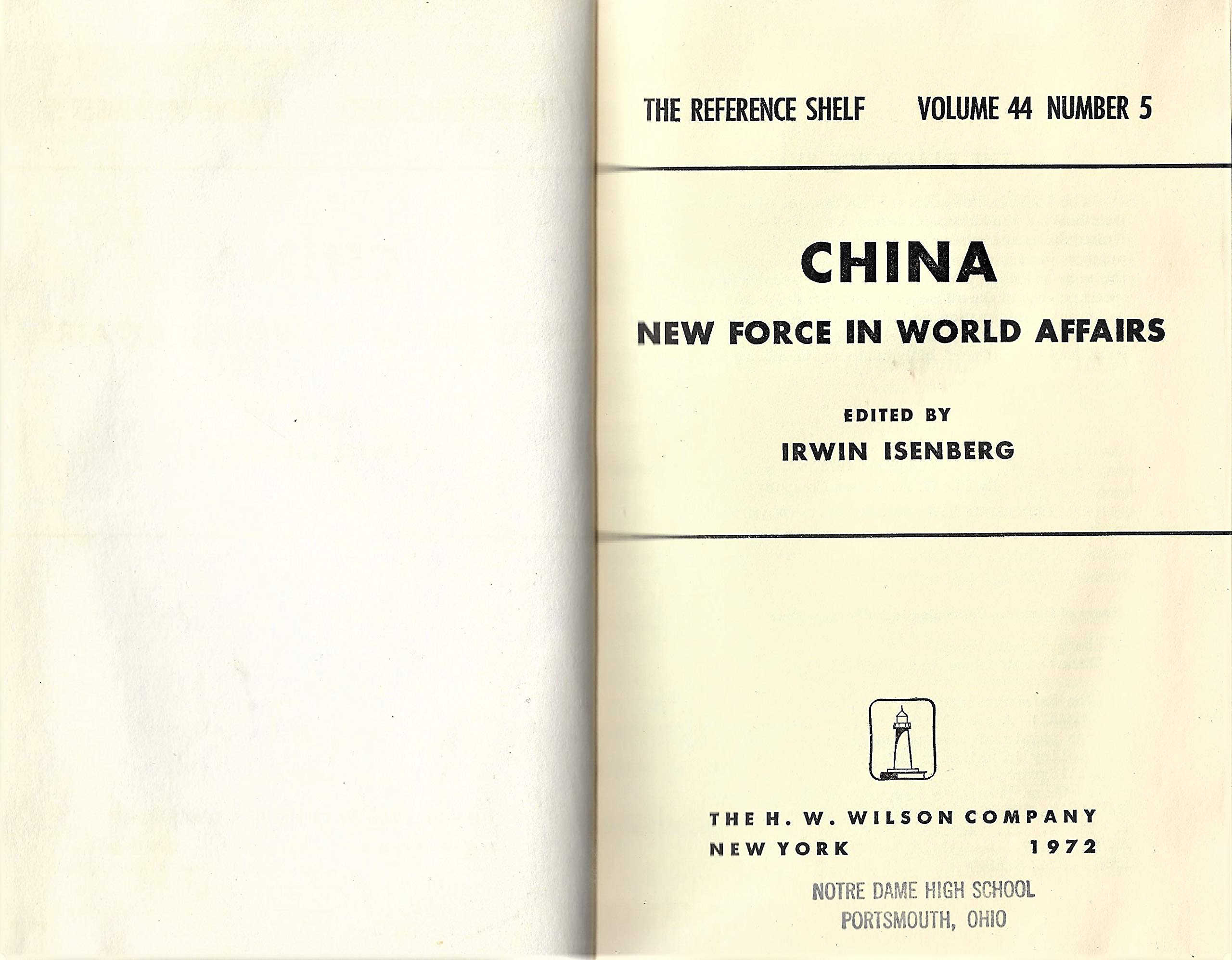 China: new force in world affairs (The Reference shelf),Used