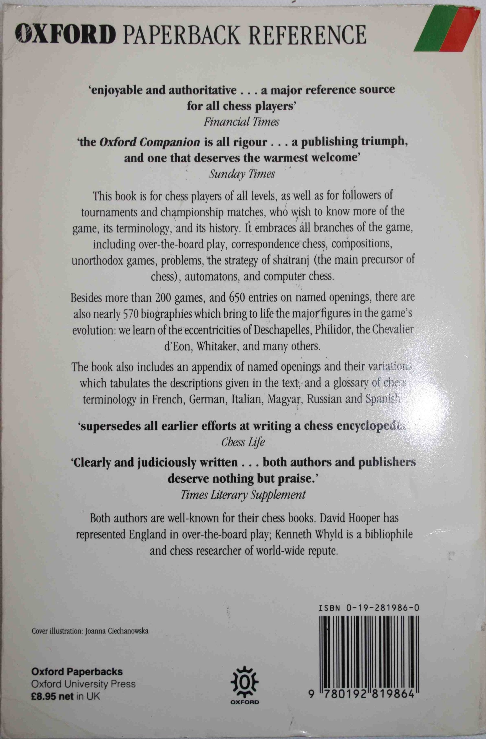 The Oxford Companion to Chess (Oxford Quick Reference),Used