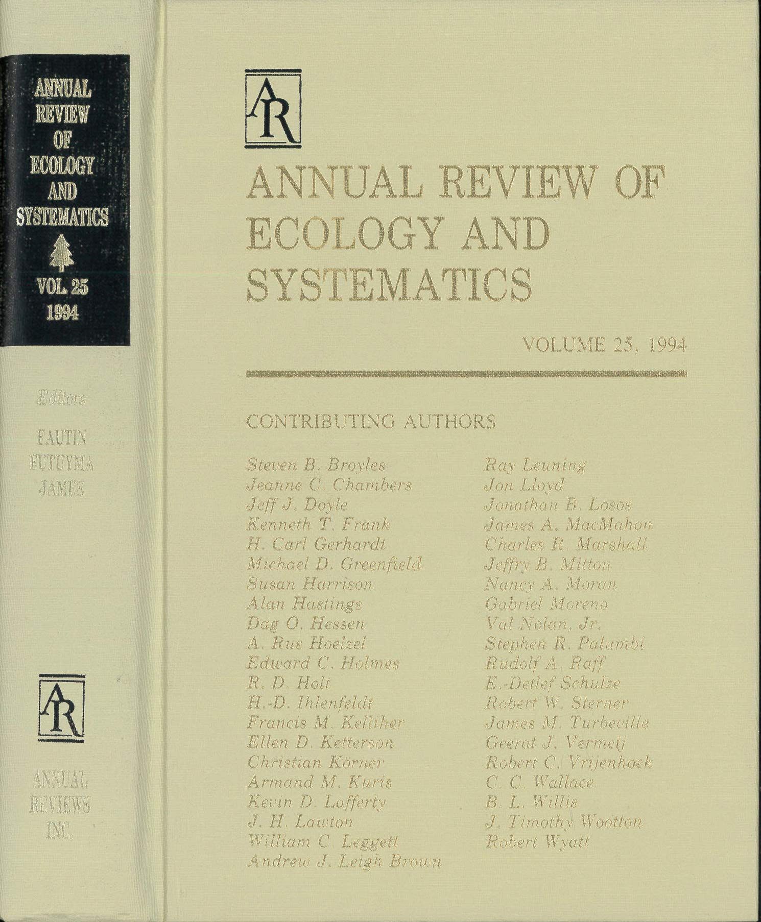 Annual Review of Ecology and Systematics: 1994 (Annual Review of Ecology & Systematics),Used