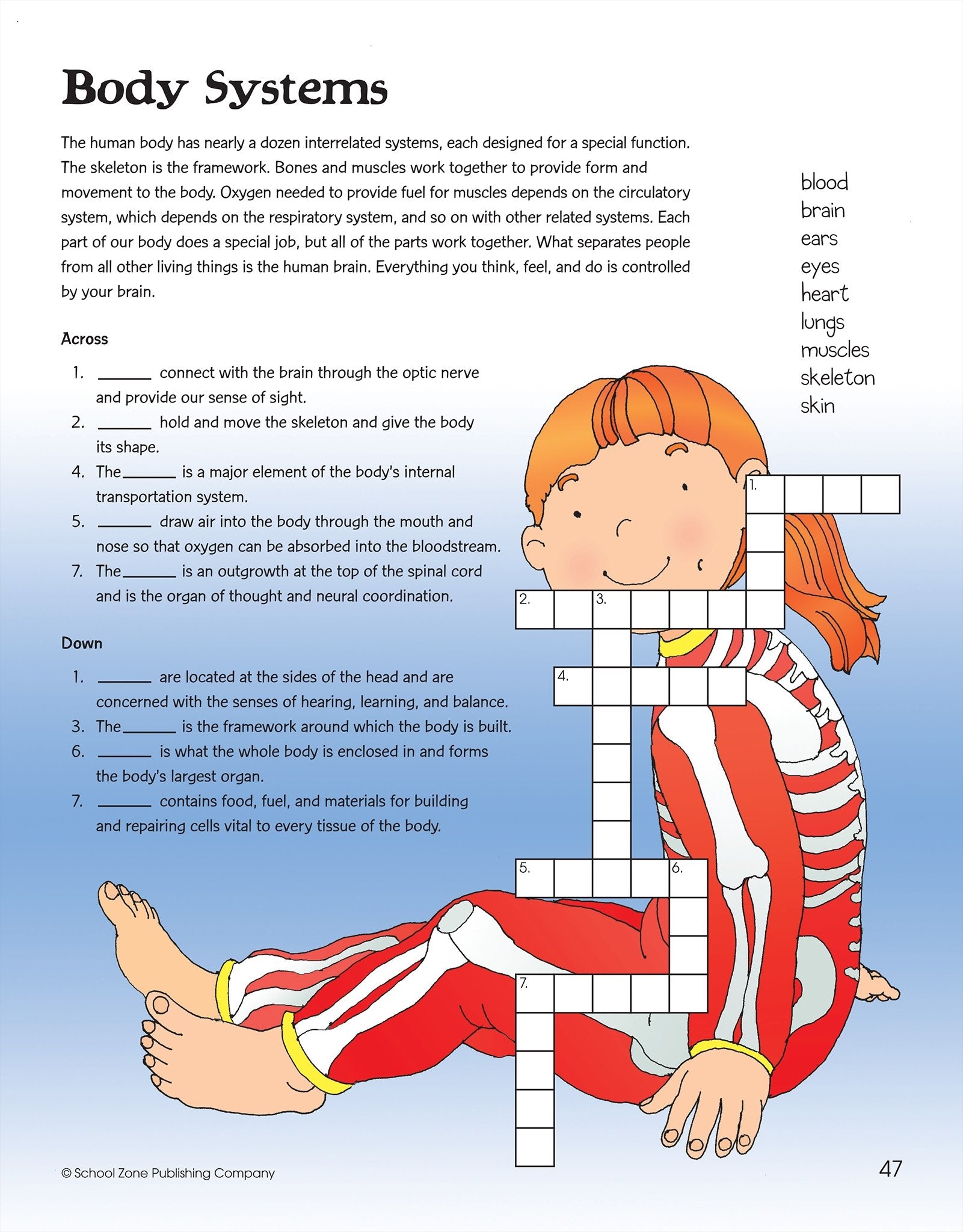 School Zone Crosswords Workbook 64 Pages, Ages 6+, Word Puzzles, Vocabulary, Spelling, And More (School Zone Activity Zone W,Used
