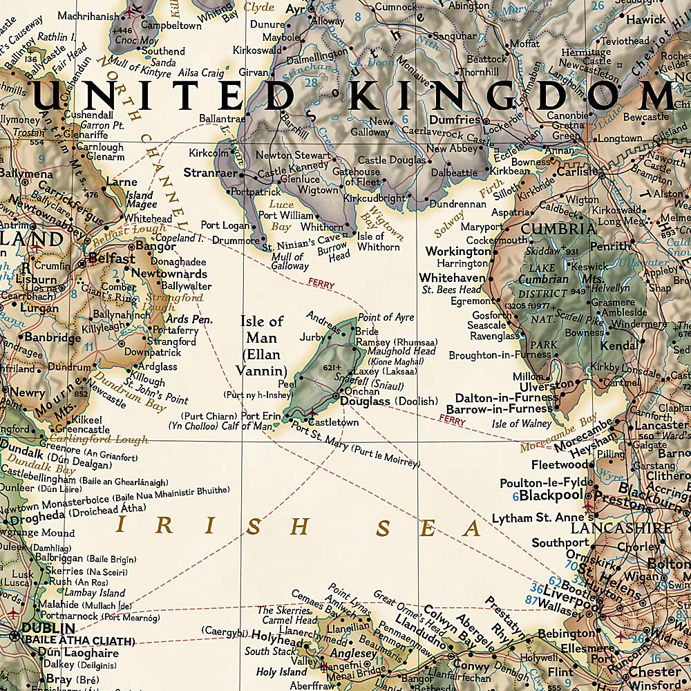 National Geographic: Britain and Ireland Executive Wall Map (23.5 x 30.25 inches) (National Geographic Reference Map),Used