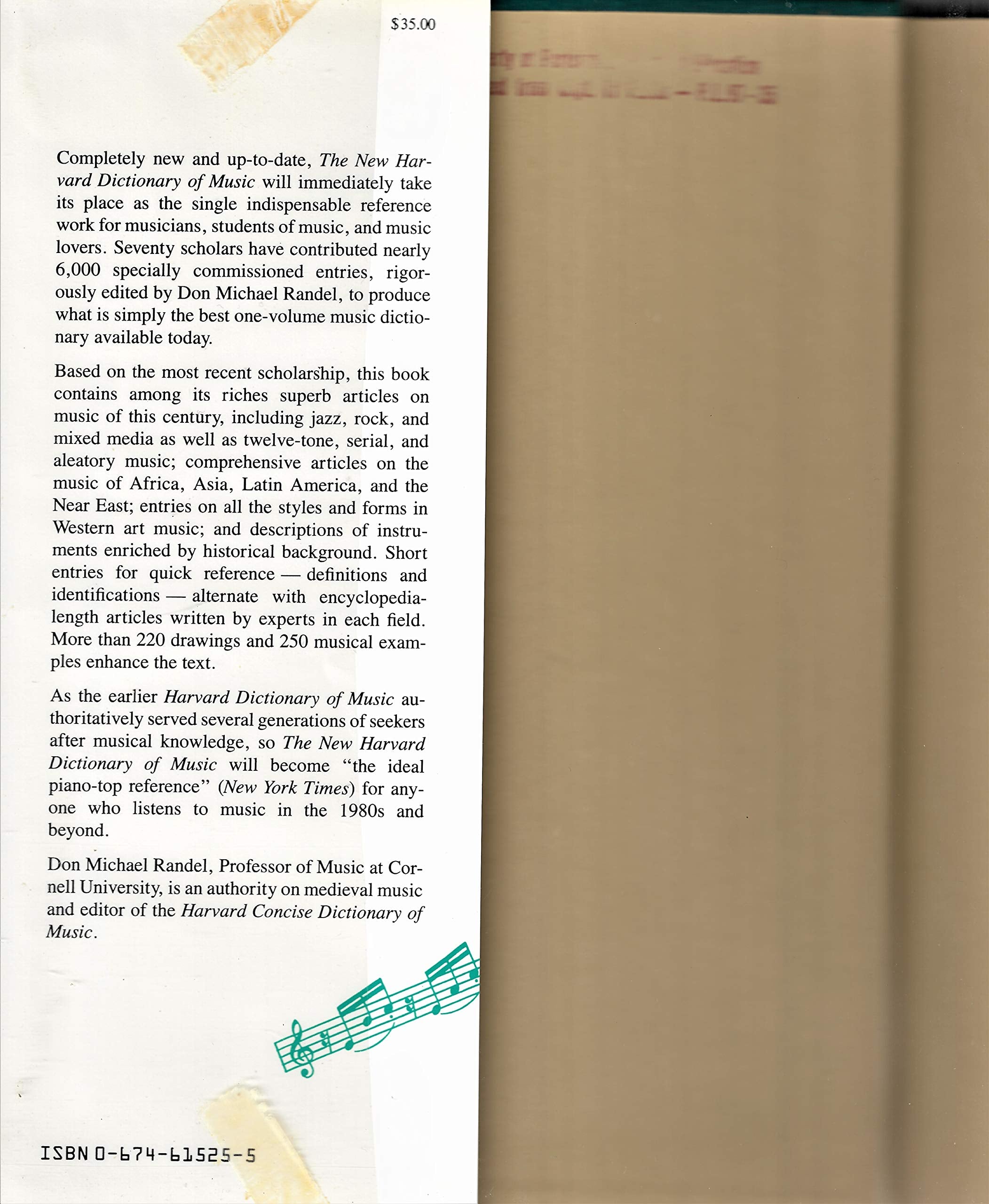 The New Harvard Dictionary of Music (Harvard University Press Reference Library),Used