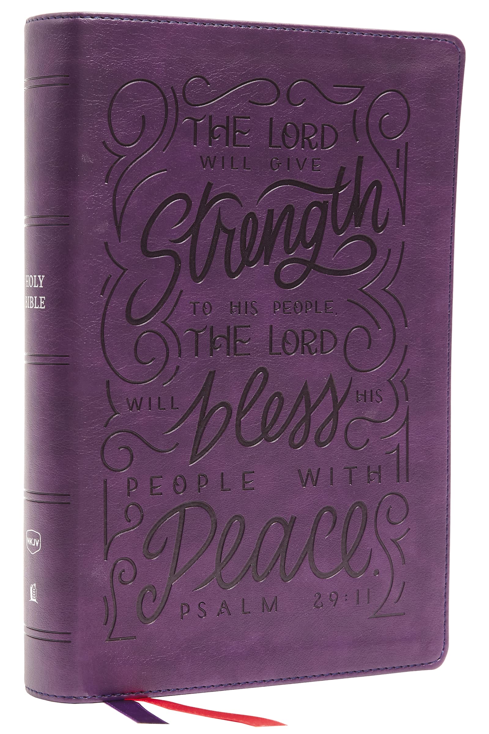 Nkjv, Giant Print Centercolumn Reference Bible, Verse Art Cover Collection, Leathersoft, Purple, Thumb Indexed, Red Letter, Com