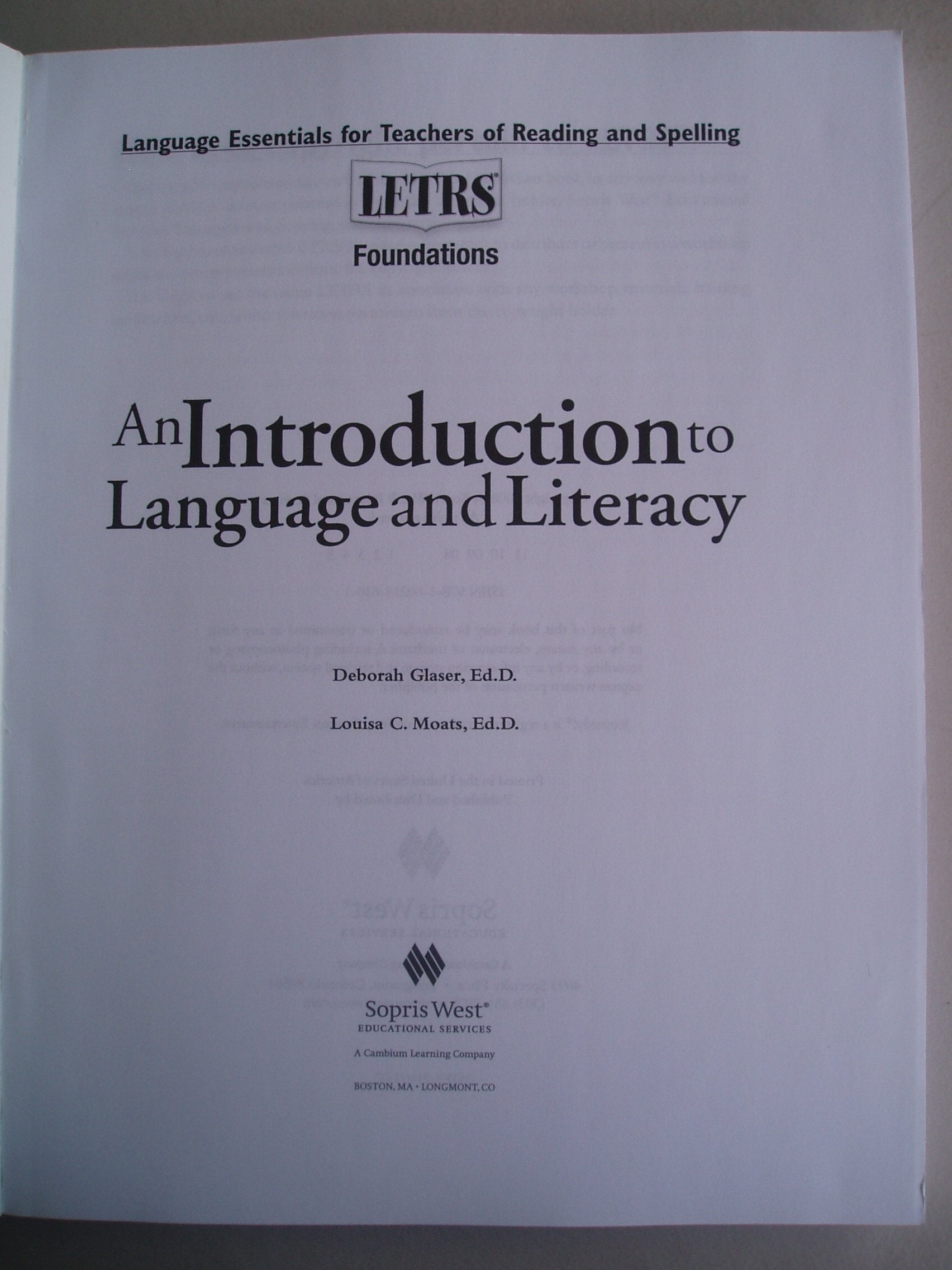 Letrs Foundations Book with Dvd of Videos,Used