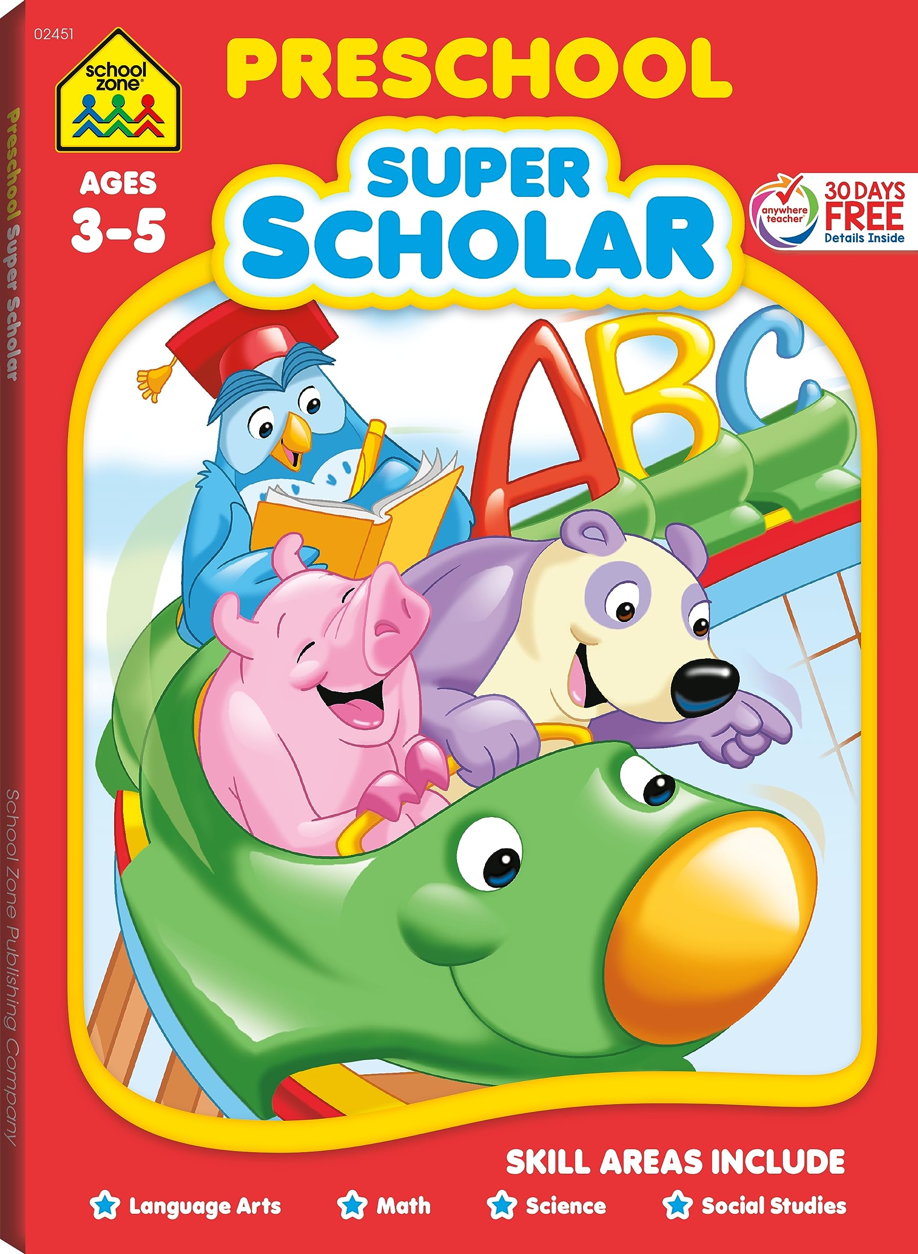 School Zone Preschool Super Scholar Workbook 128 Pages, Ages 3 To 5, Preschool To Kindergarten, Alphabet, Numbers 112, Colo,Used