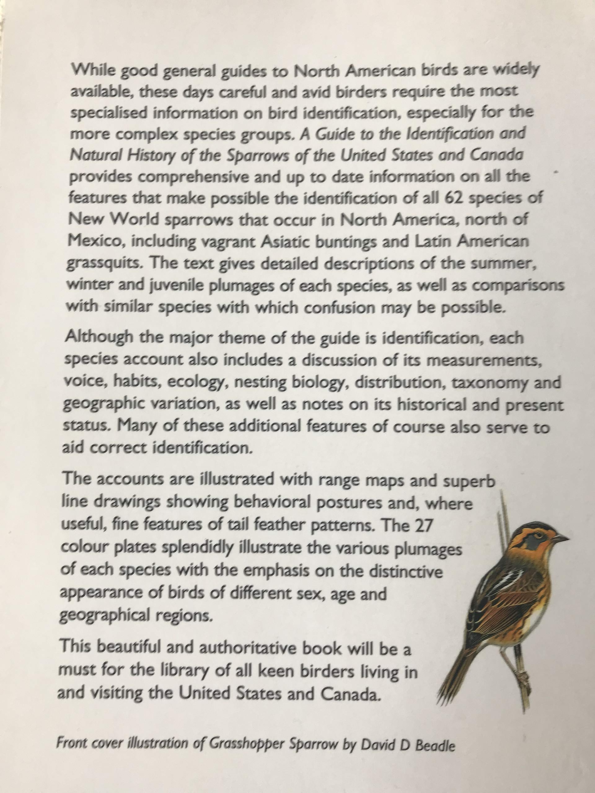 A Guide To The Identification And Natural History Of The Sparrows Of The United States And Canada,Used