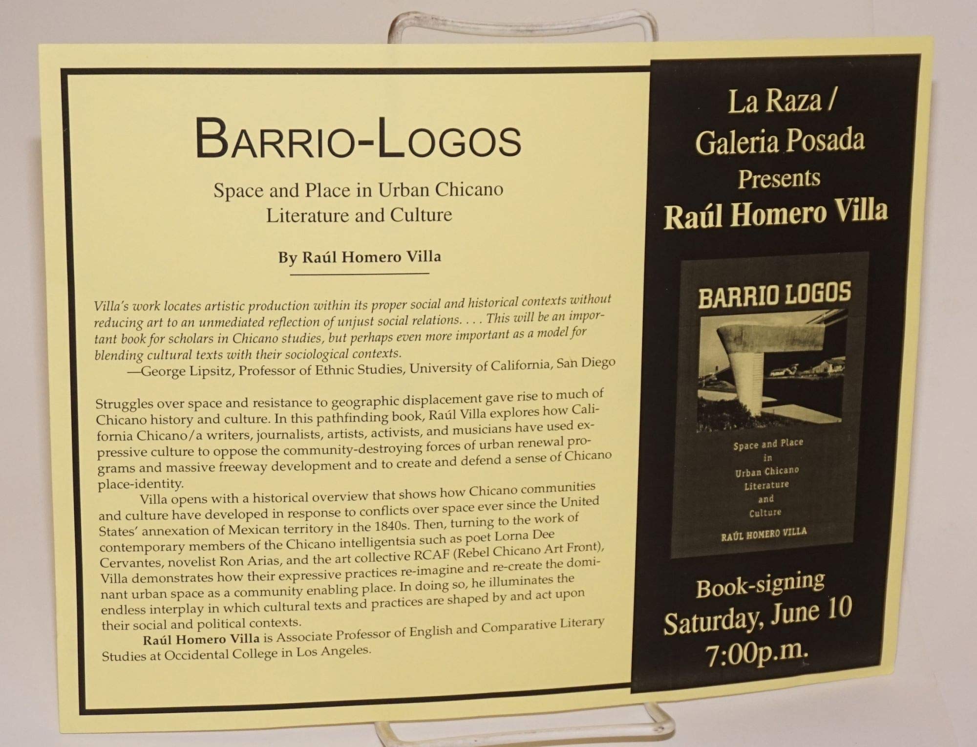 BarrioLogos: Space and Place in Urban Chicano Literature and Culture (History, Culture, and Society Series),Used