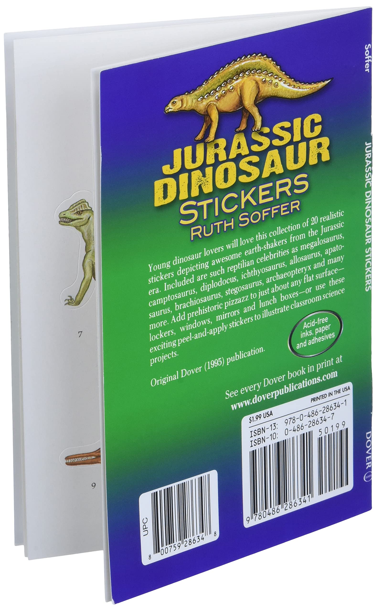 Jurassic Dinosaur Stickers (Dover Little Activity Books: Dinosaurs),Used