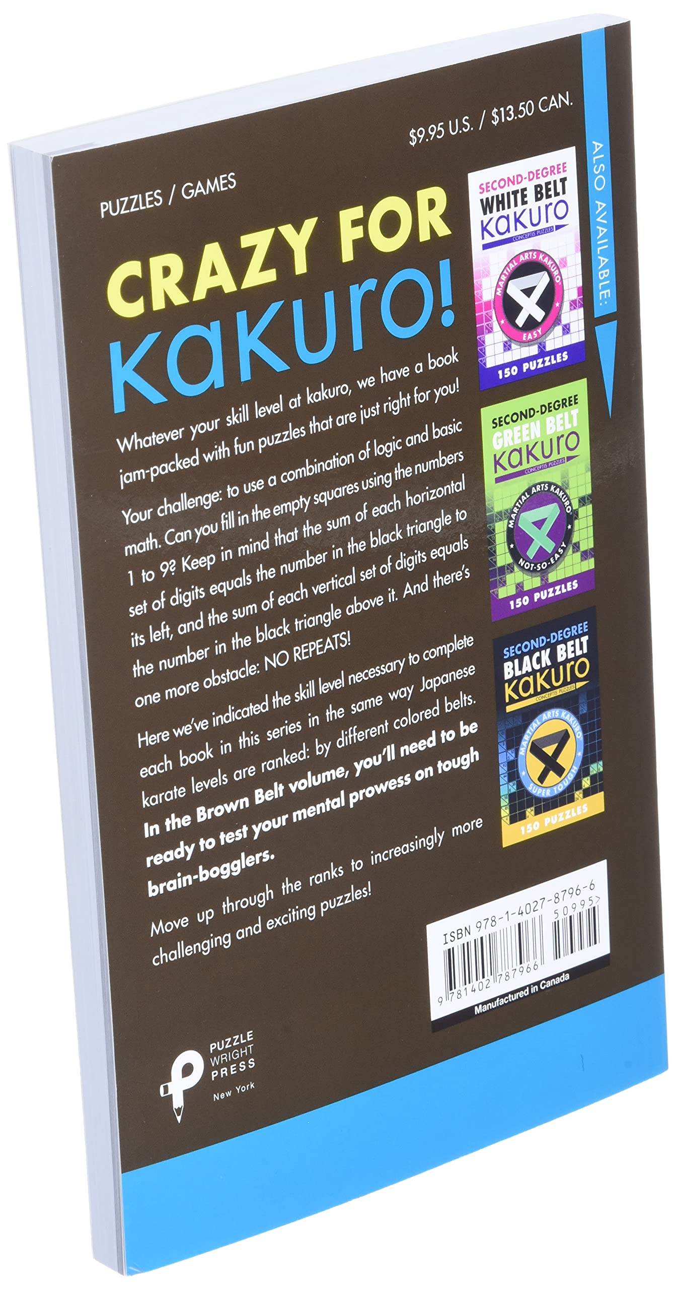 SecondDegree Brown Belt Kakuro (Martial Arts Puzzles Series),Used