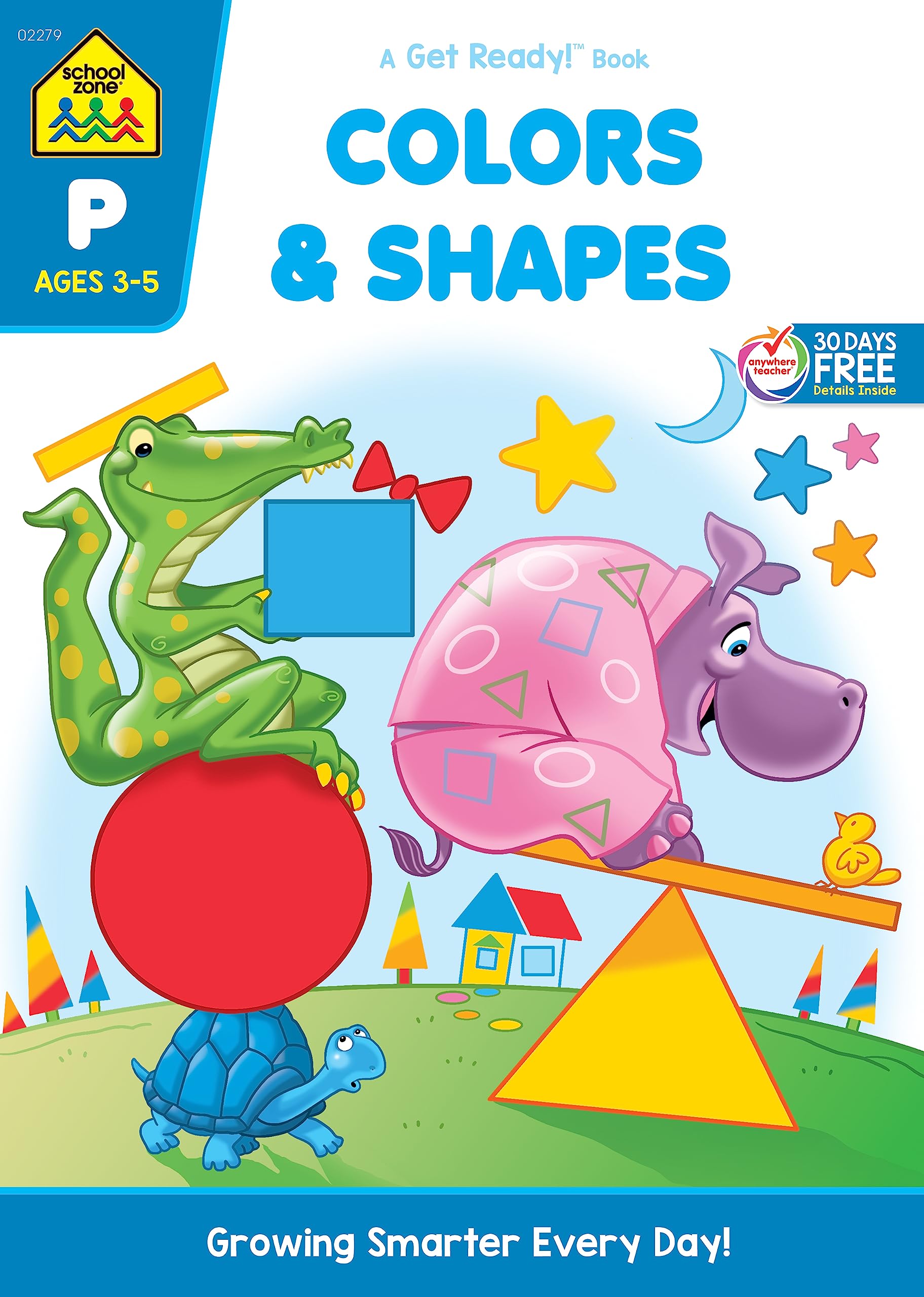 School Zone Colors & Shapes Workbook 64 Pages, Ages 3 To 5, Preschool, Kindergarten, Color Names, Patterns, Tracing, Object ,Used