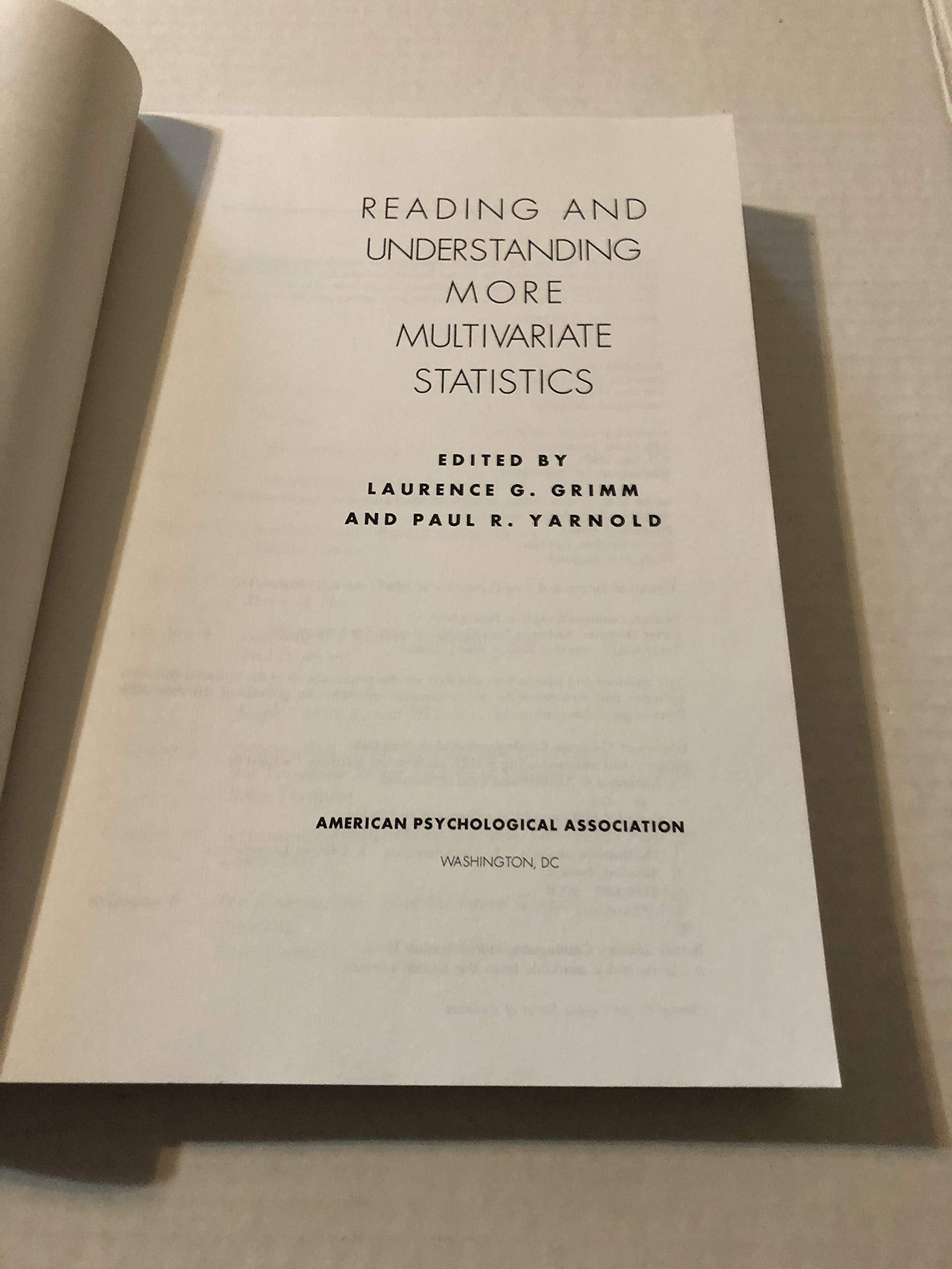 Reading and Understanding More Multivariate Statistics,New