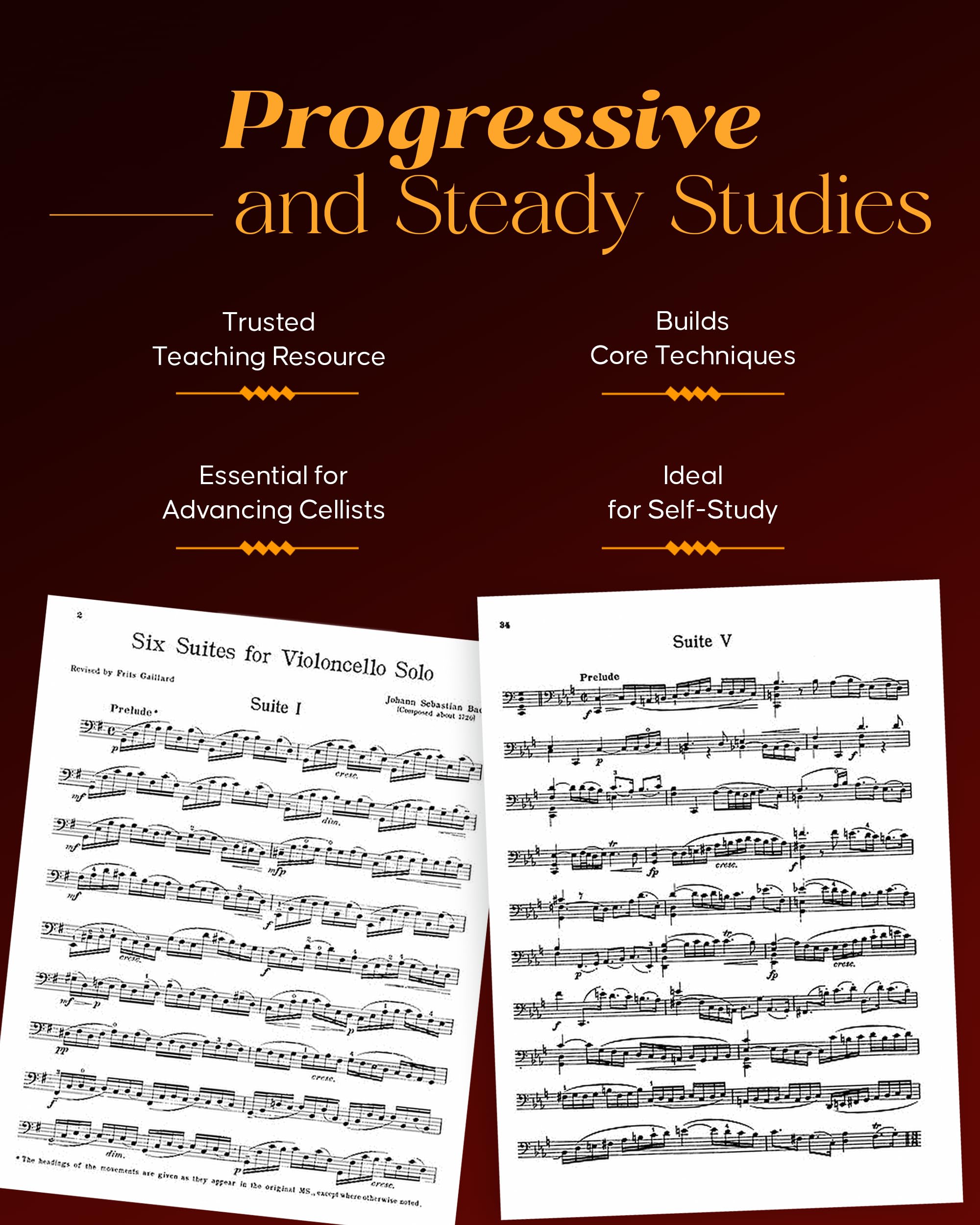 6 Suites for Violoncello Solo Bach Cello Suites Book: Schirmer Library of Classics Volume 1565,Used