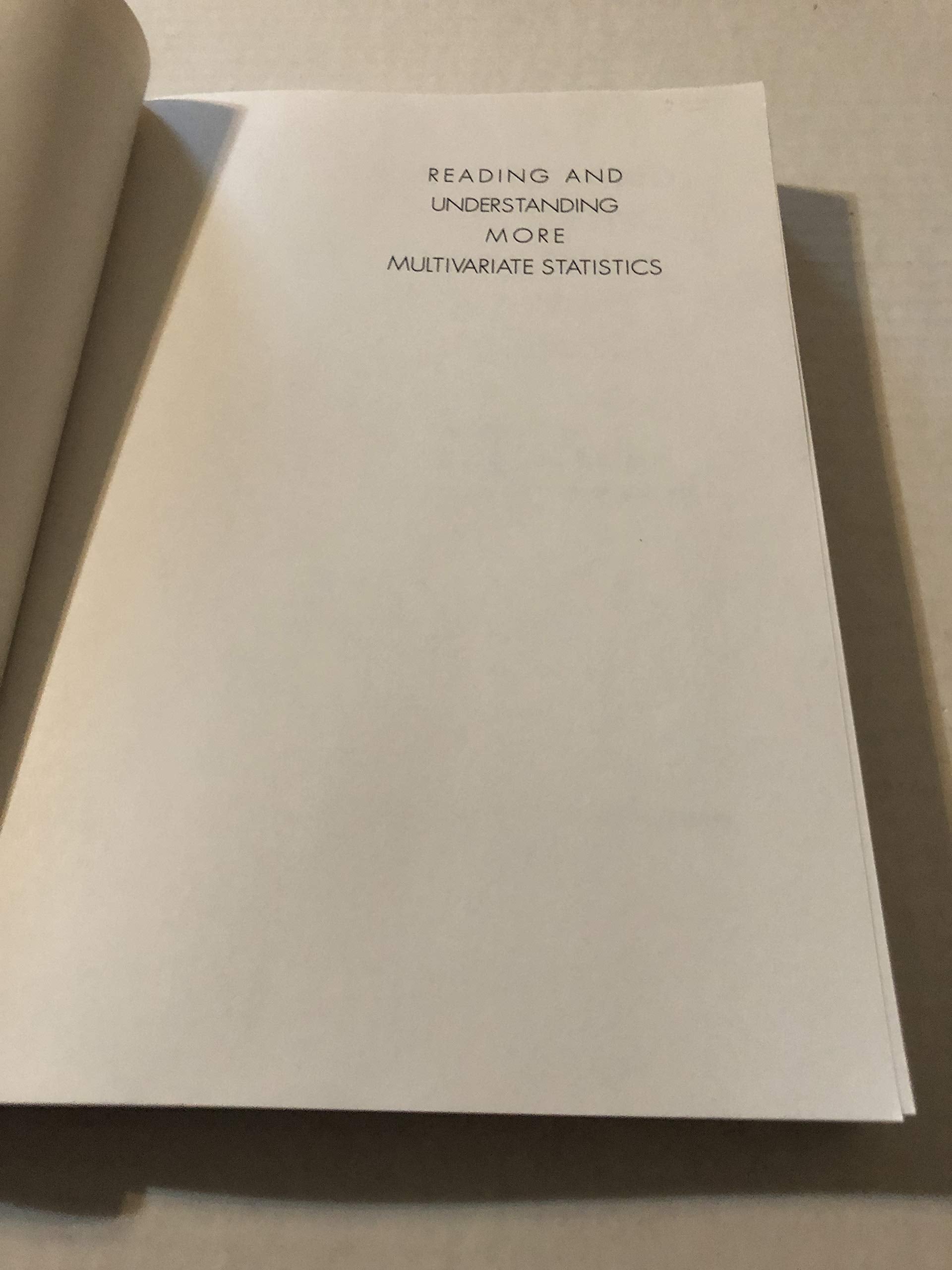 Reading and Understanding More Multivariate Statistics,Used