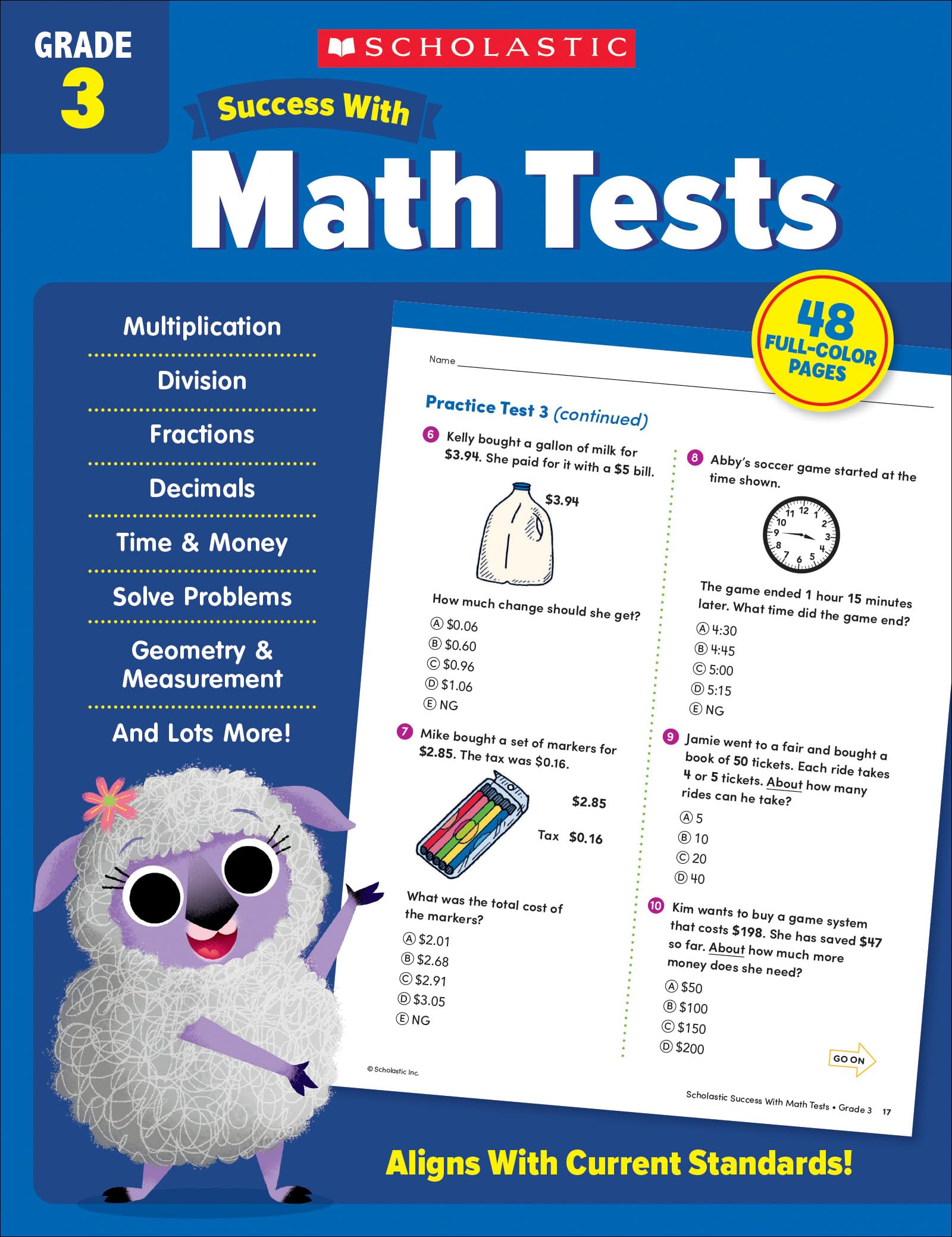 Scholastic Success with Math Tests Grade 3 Workbook,Used