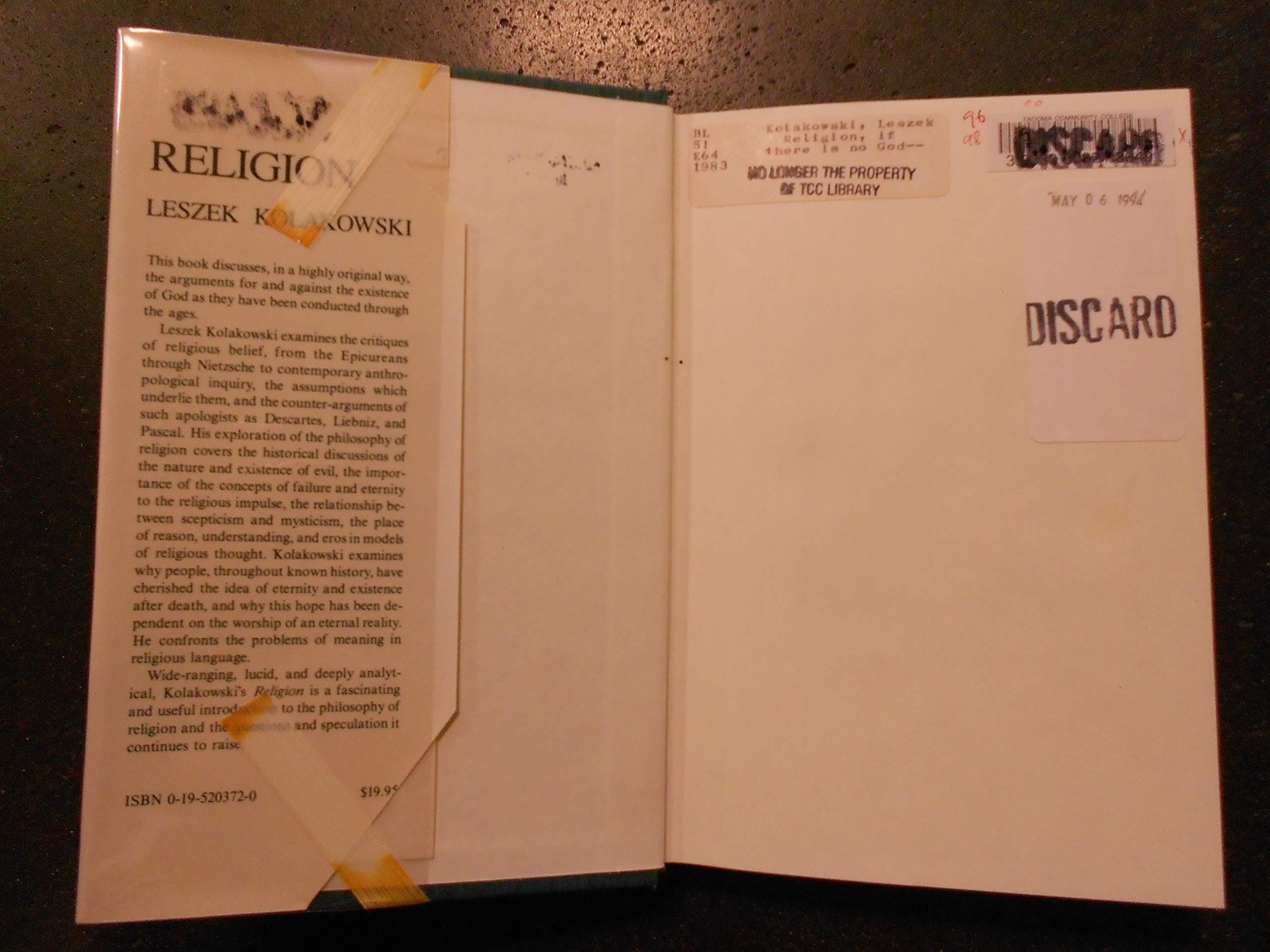Religion: If there is no God... on God, the Devil, Sin and Other Worries of the socalled Philosophy of Religion,New