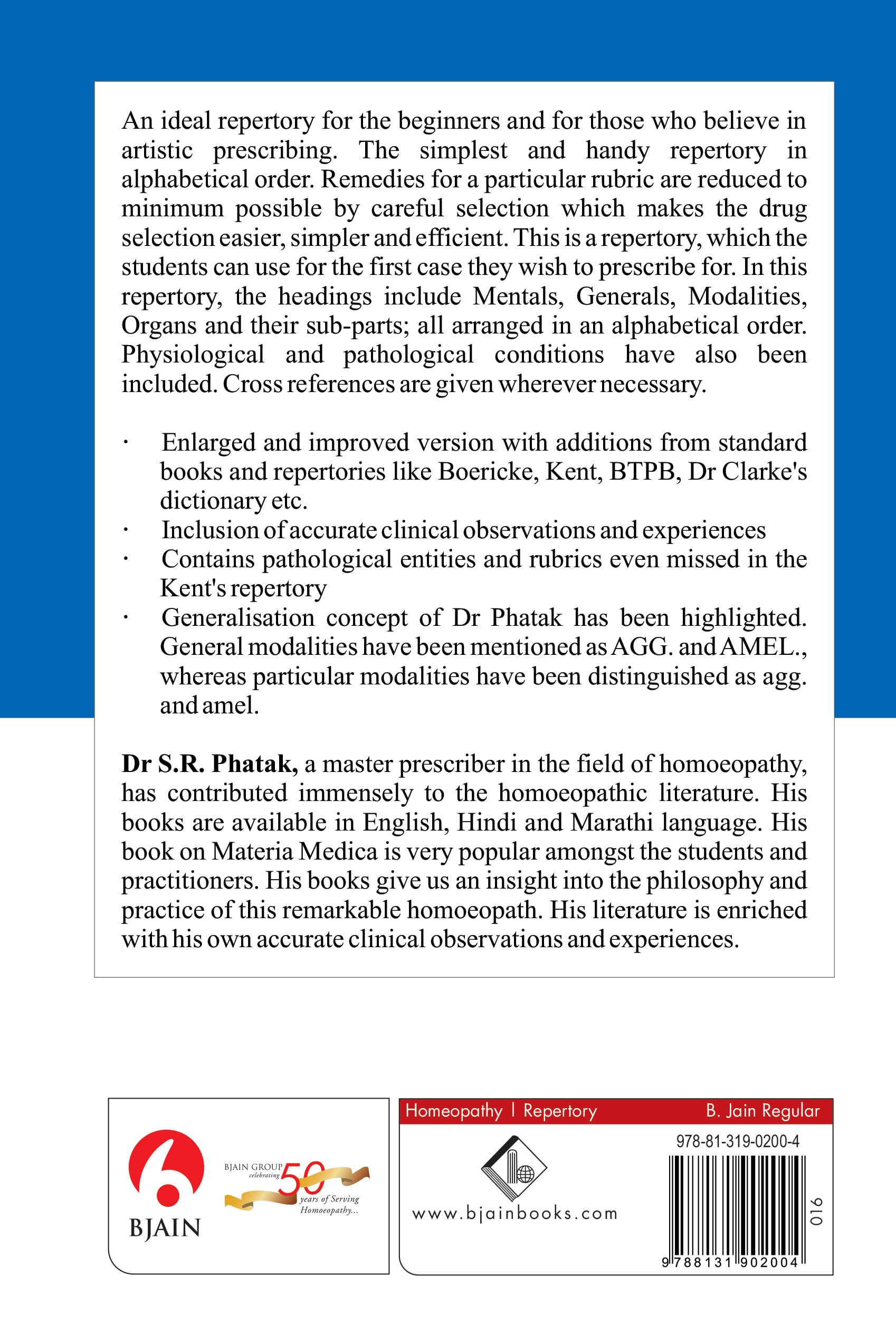 A Concise Repertory of Homeopathic Medicines,Used