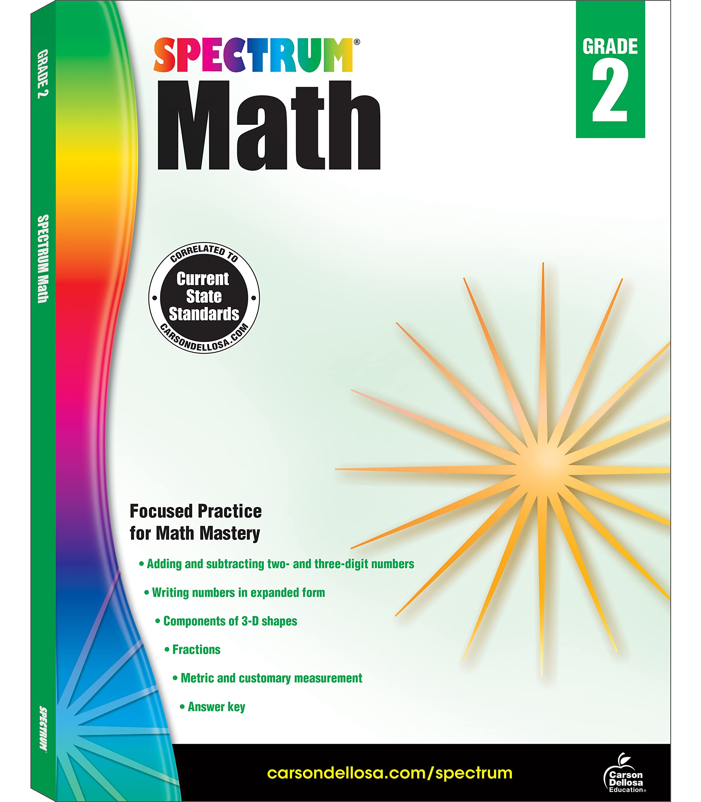 Spectrum 2nd Grade Math Workbook, Ages 7 to 8, Math Workbooks Grade 2 Covering Fractions, Adding and Subtracting 2 and 3Digit ,Used