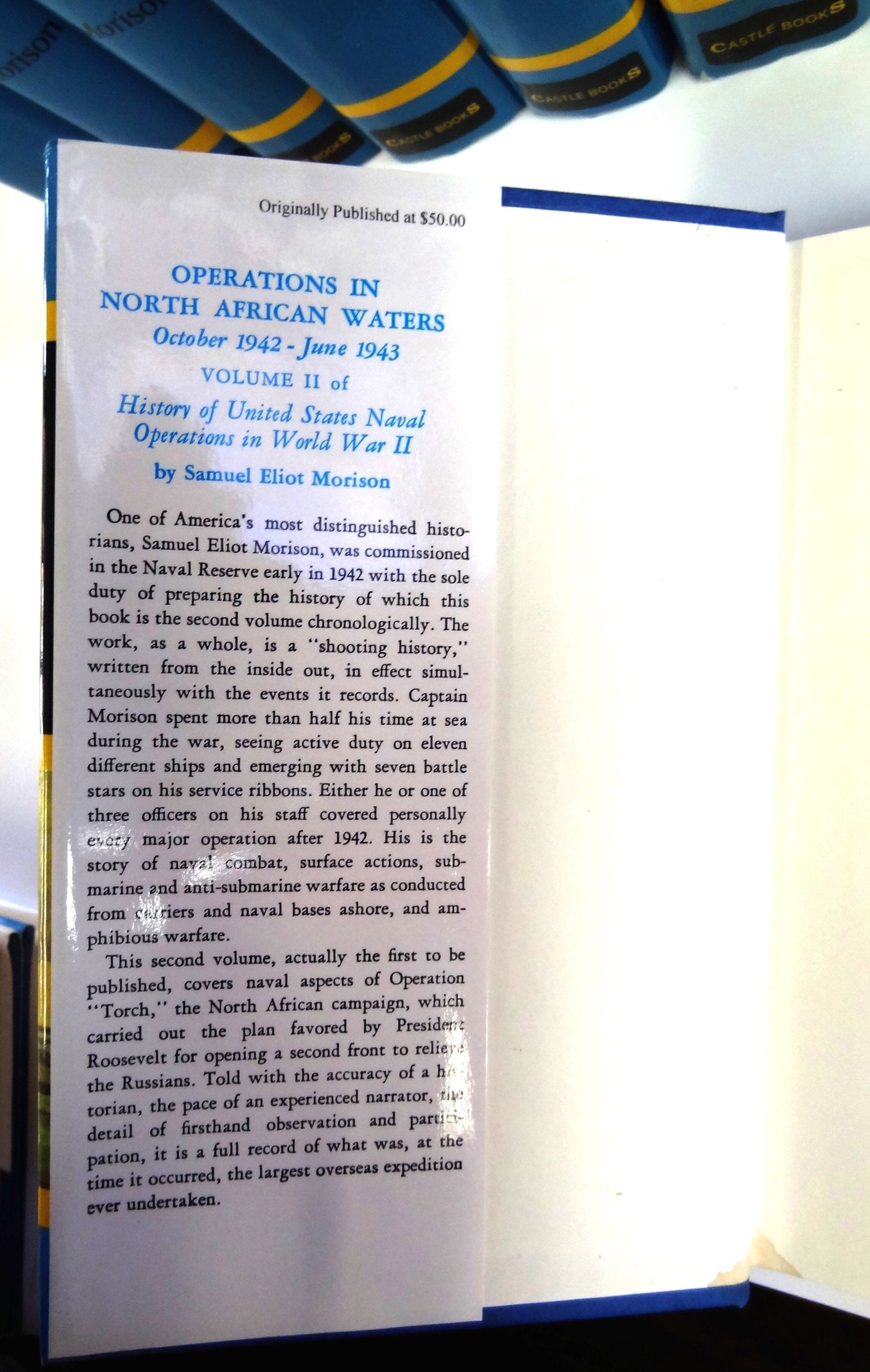 Operations In North African Waters: October 1942June 1943 (History Of United States Naval Operations In World War Ii, Volume 2),Used