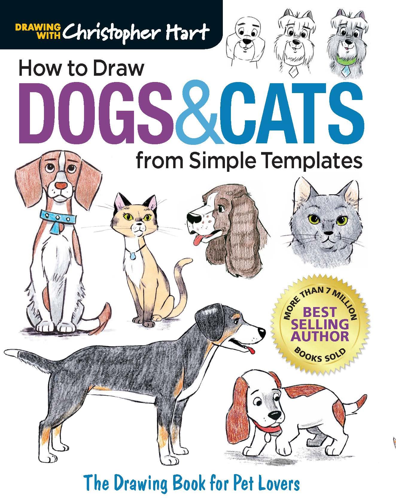 How to Draw Dogs & Cats from Simple Templates: The Drawing Book for Pet Lovers,Used