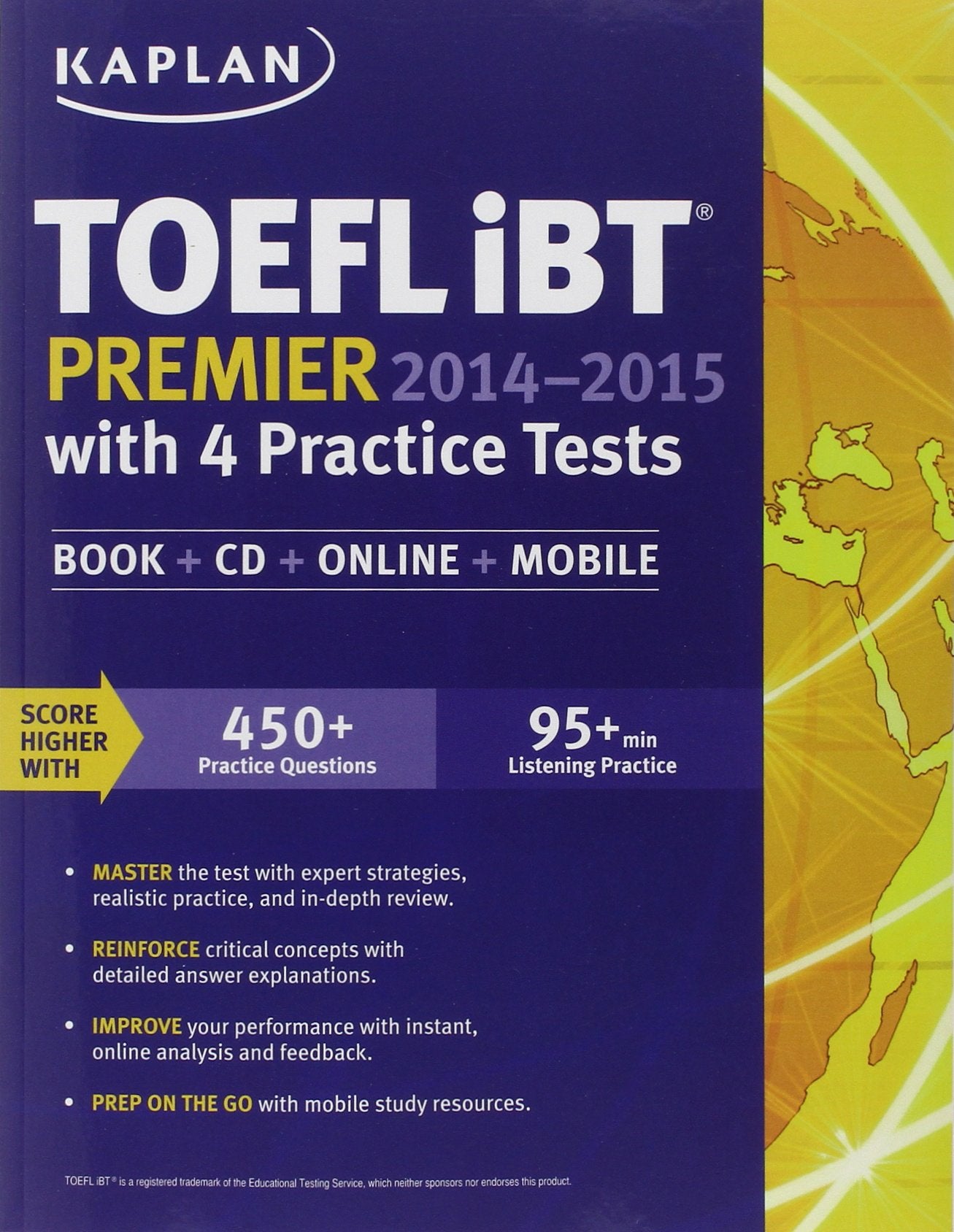 Kaplan Toefl Ibt Premier 20142015 With 4 Practice Tests: Book + Cd + Online + Mobile (Kaplan Test Prep),Used