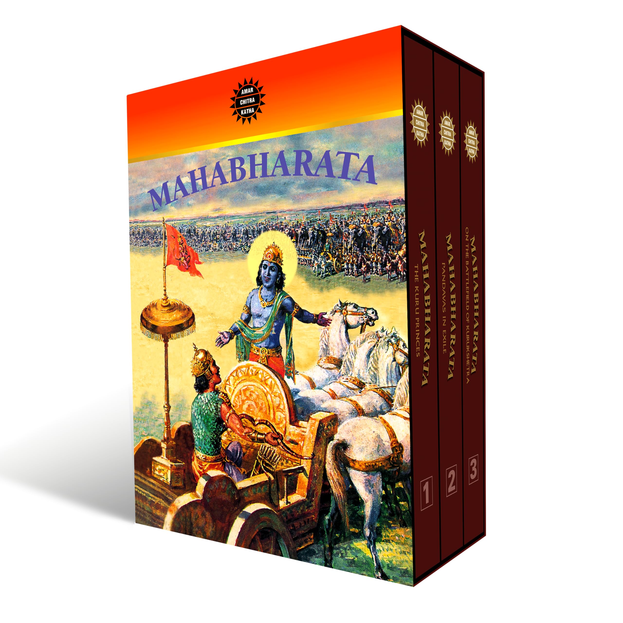 Mahabharata Collection: 42 Books in 3 Volumes  Indian Mythology & History  Children's Comic Books  Amar Chitra Katha,Used