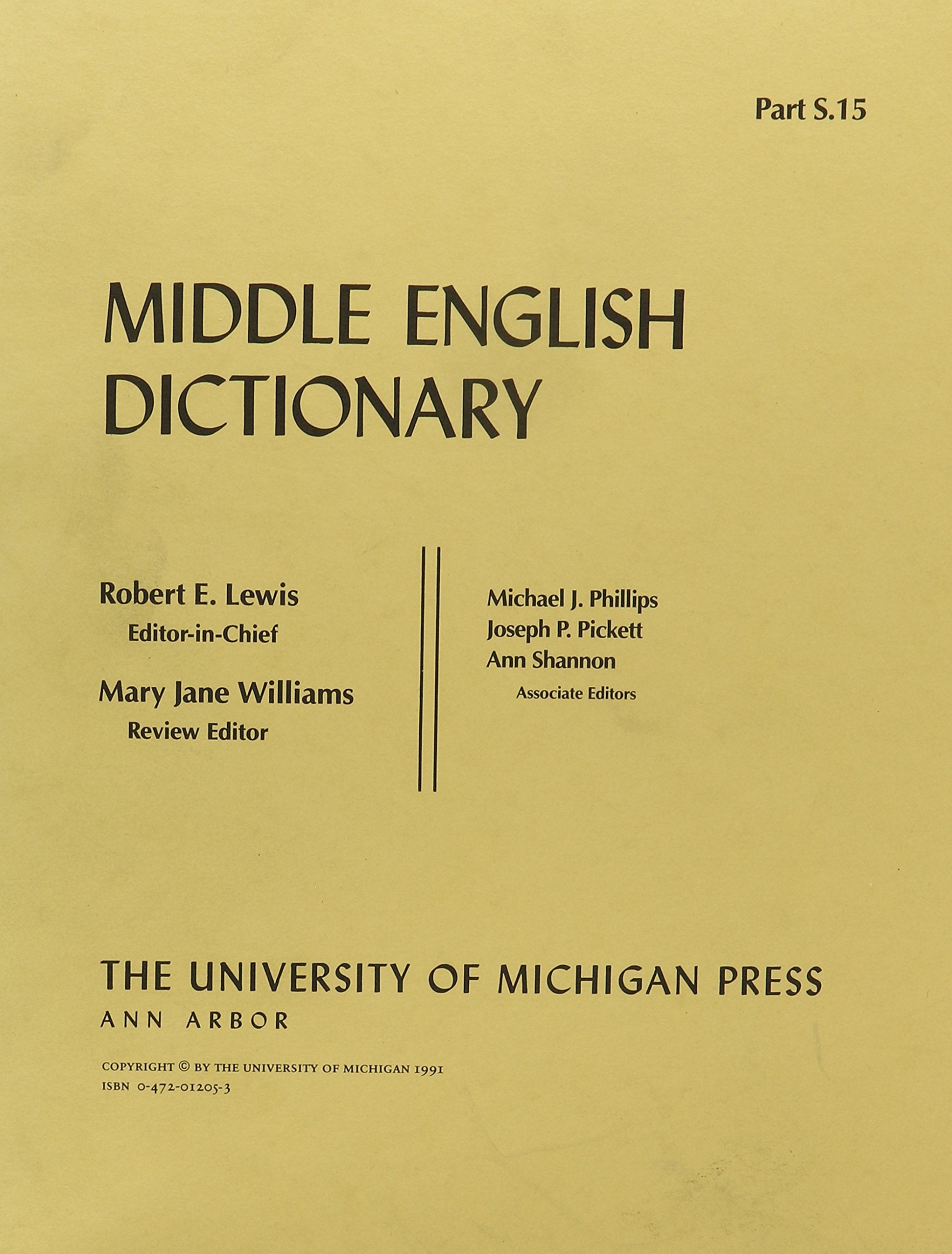 Middle English Dictionary (Volume S.15),Used