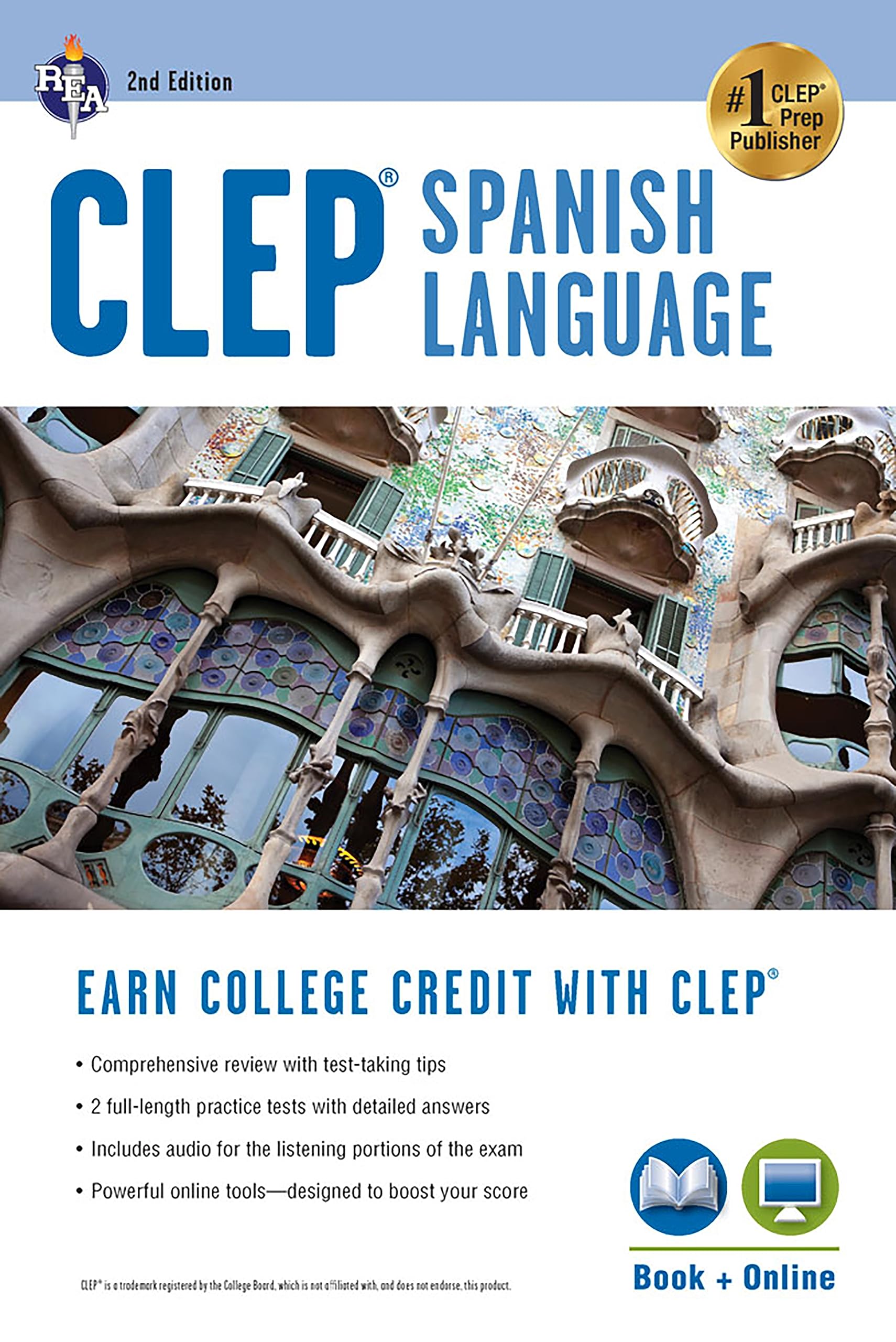 Clep Spanish Language: Levels 1 And 2 (Book + Online) (Clep Test Preparation) (English And Spanish Edition)