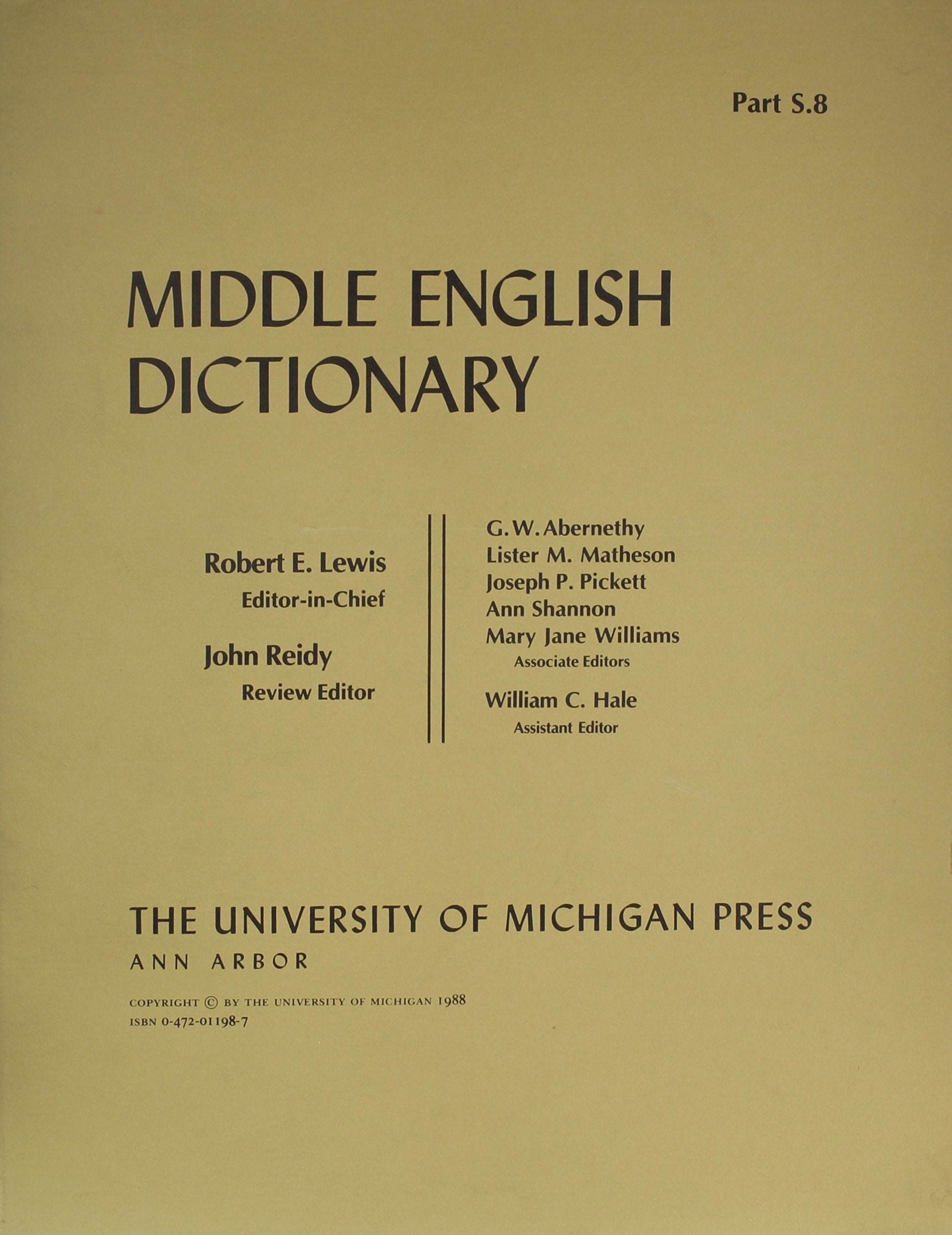 Middle English Dictionary (Volume S.8)