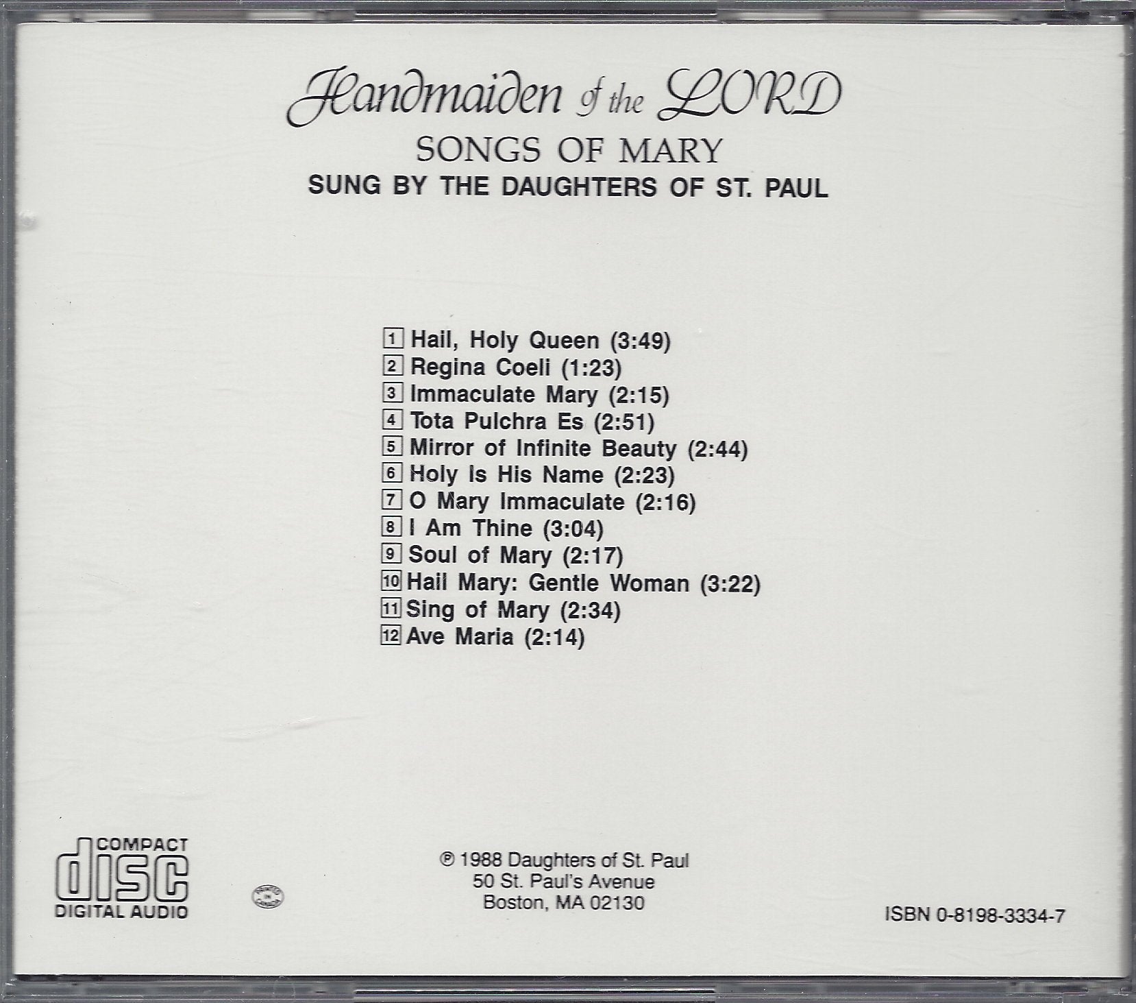 Handmaiden of the Lord: Songs of Mary,Used